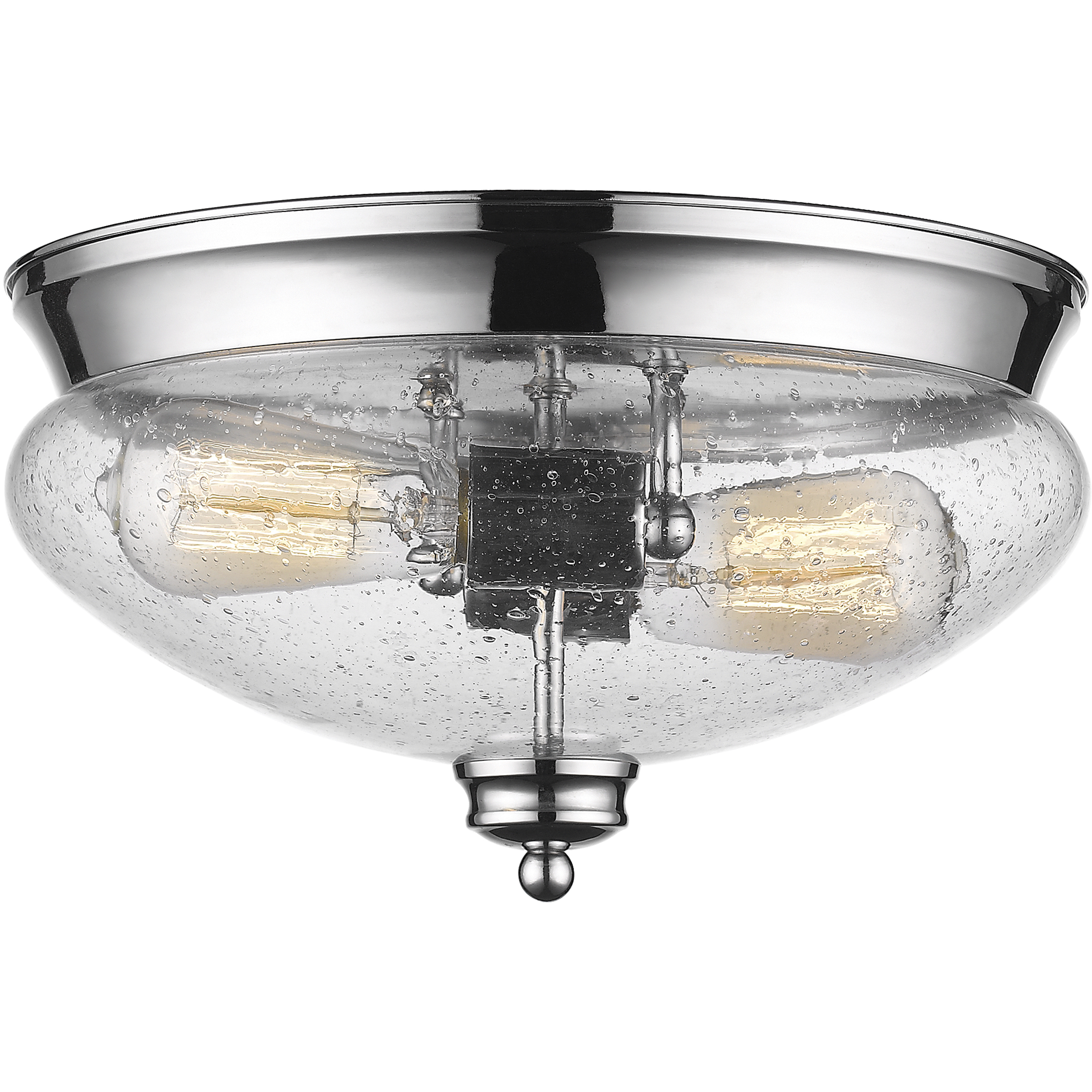 Amon 2 Light 13 inch Chrome Flush Mount Ceiling Light in Clear Seedy Glass, 3.3
