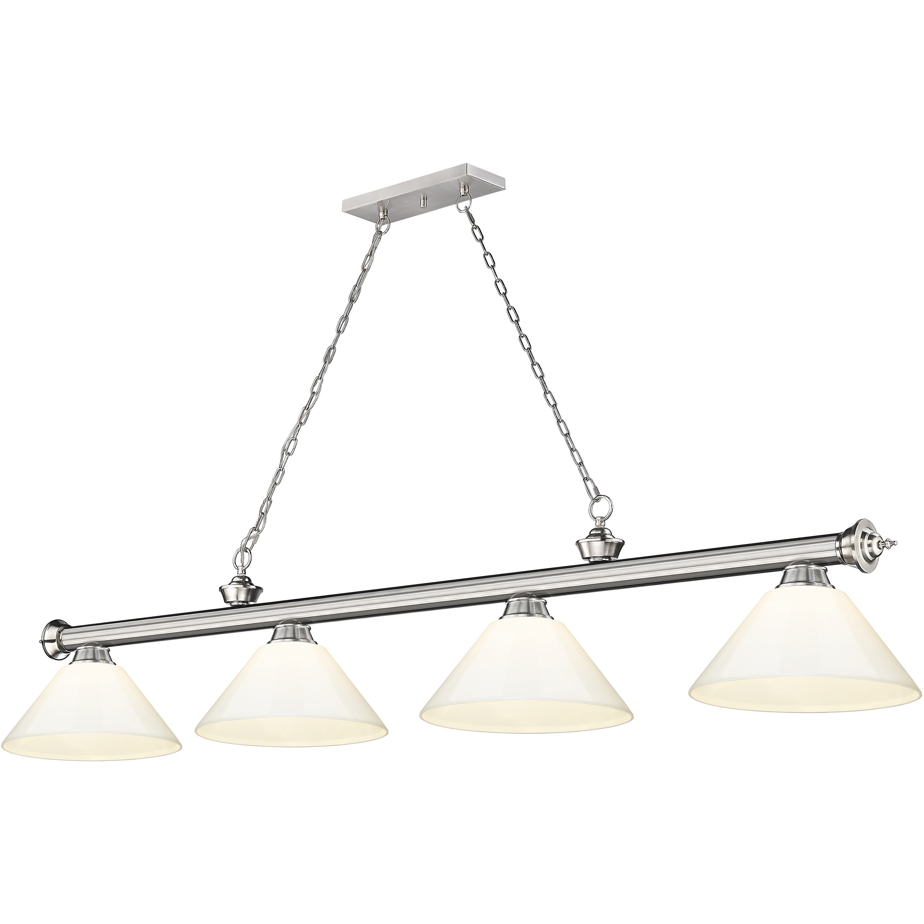 Cordon 4 Light 81.25 inch Brushed Nickel Billiard Ceiling Light in White Plastic