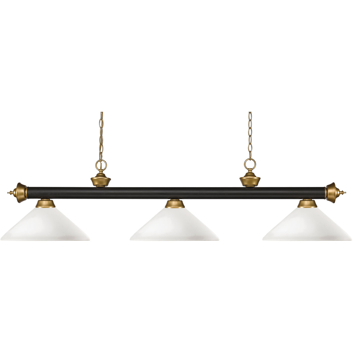 Riviera 3 Light 59 inch Bronze and Satin Gold Billiard Ceiling Light in 18, Angular Matte Opal Glass