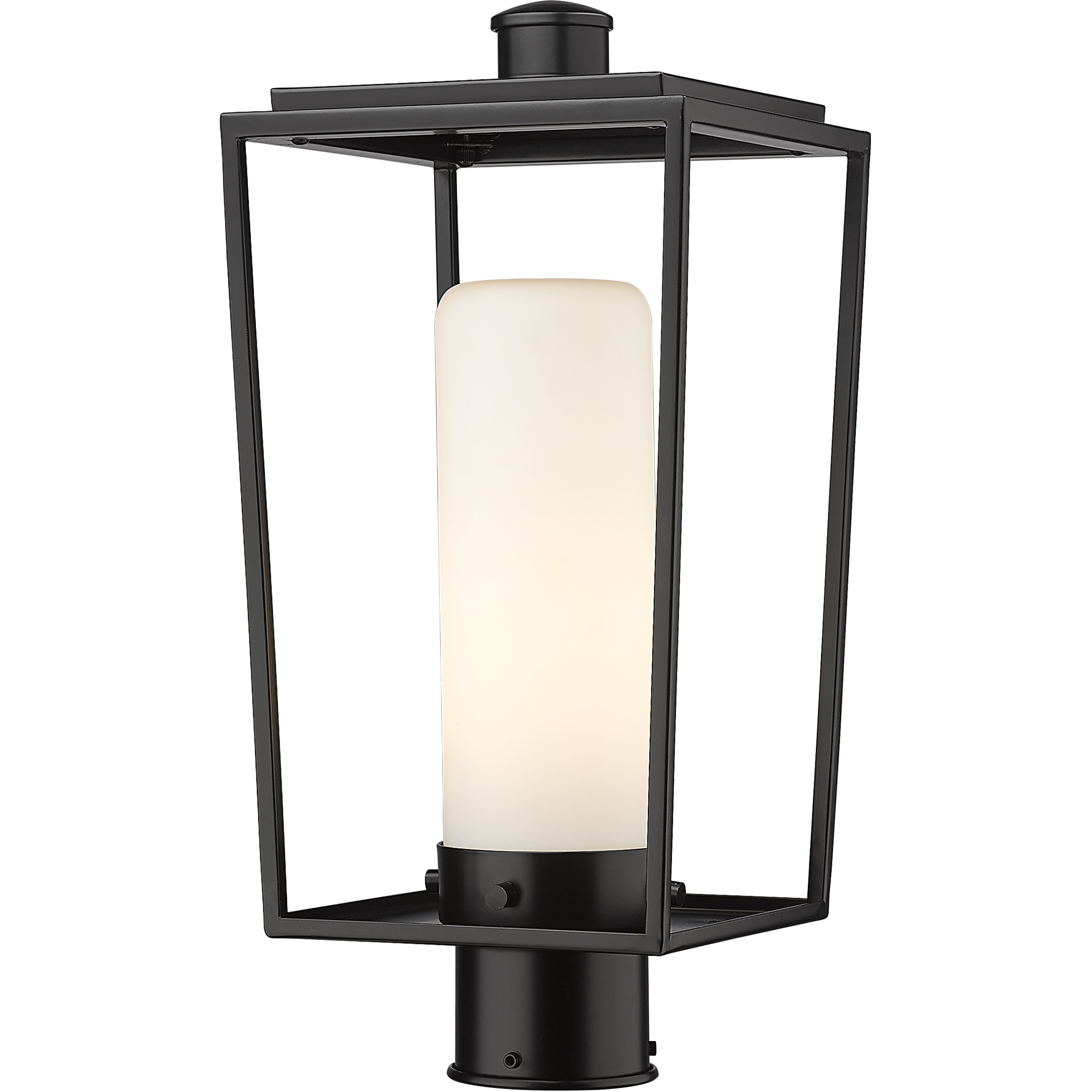 Sheridan 1 Light 17.5 inch Black Outdoor Post Mount Fixture in White Opal Glass