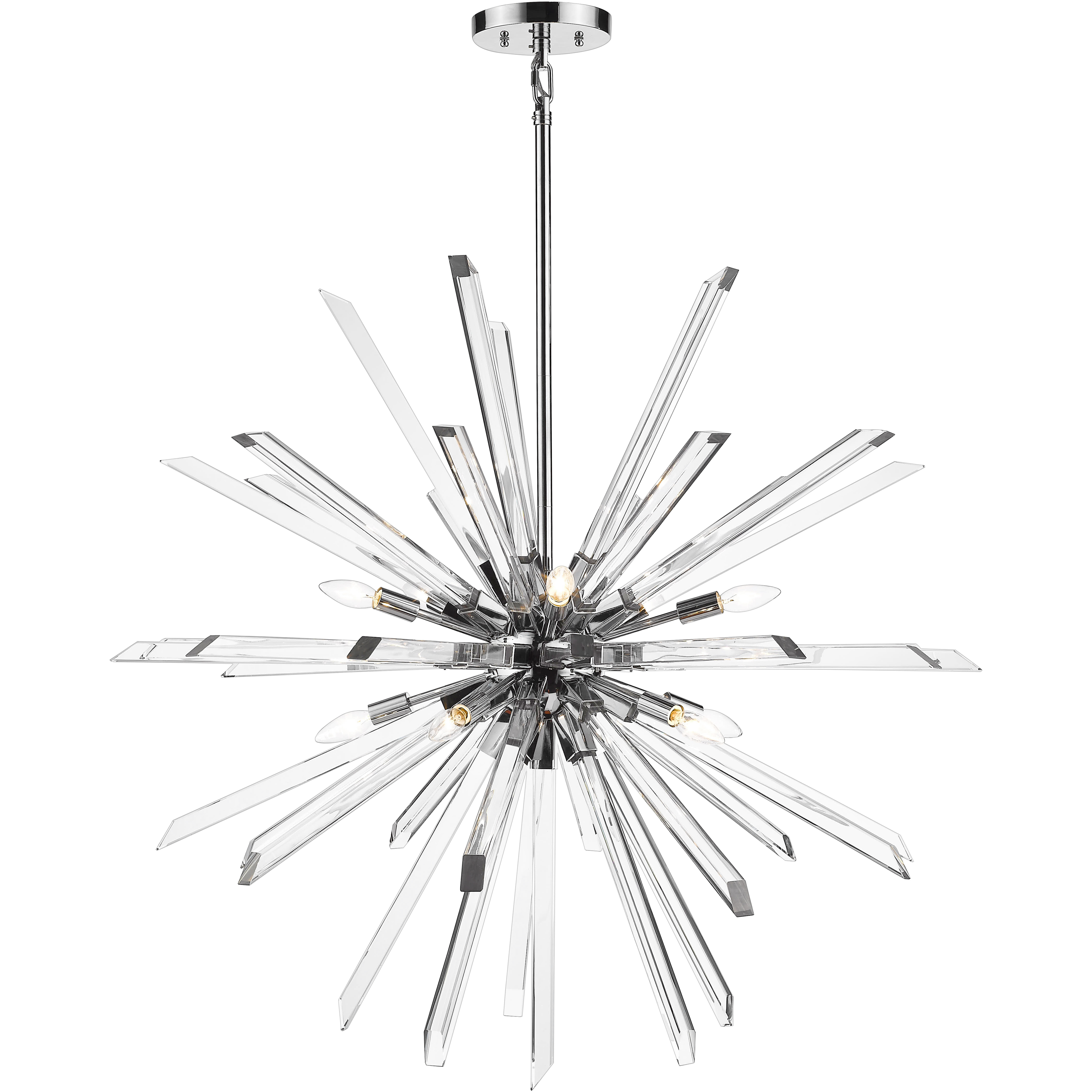 Burst 10 Light 41.5 inch Chrome Chandelier Ceiling Light in 84