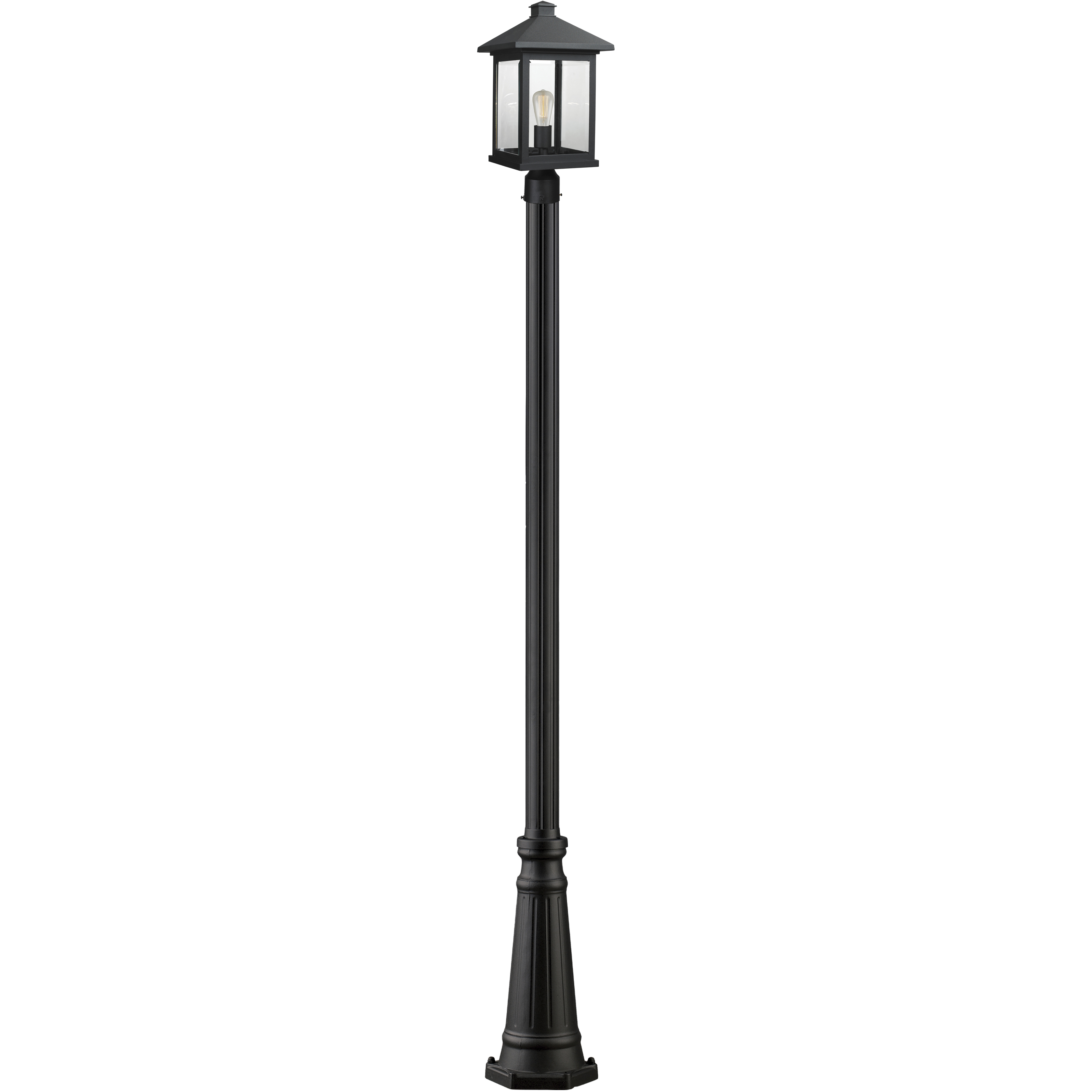 Portland 1 Light 112.25 inch Black Outdoor Post Mounted Fixture in Clear Beveled Glass, 12.06