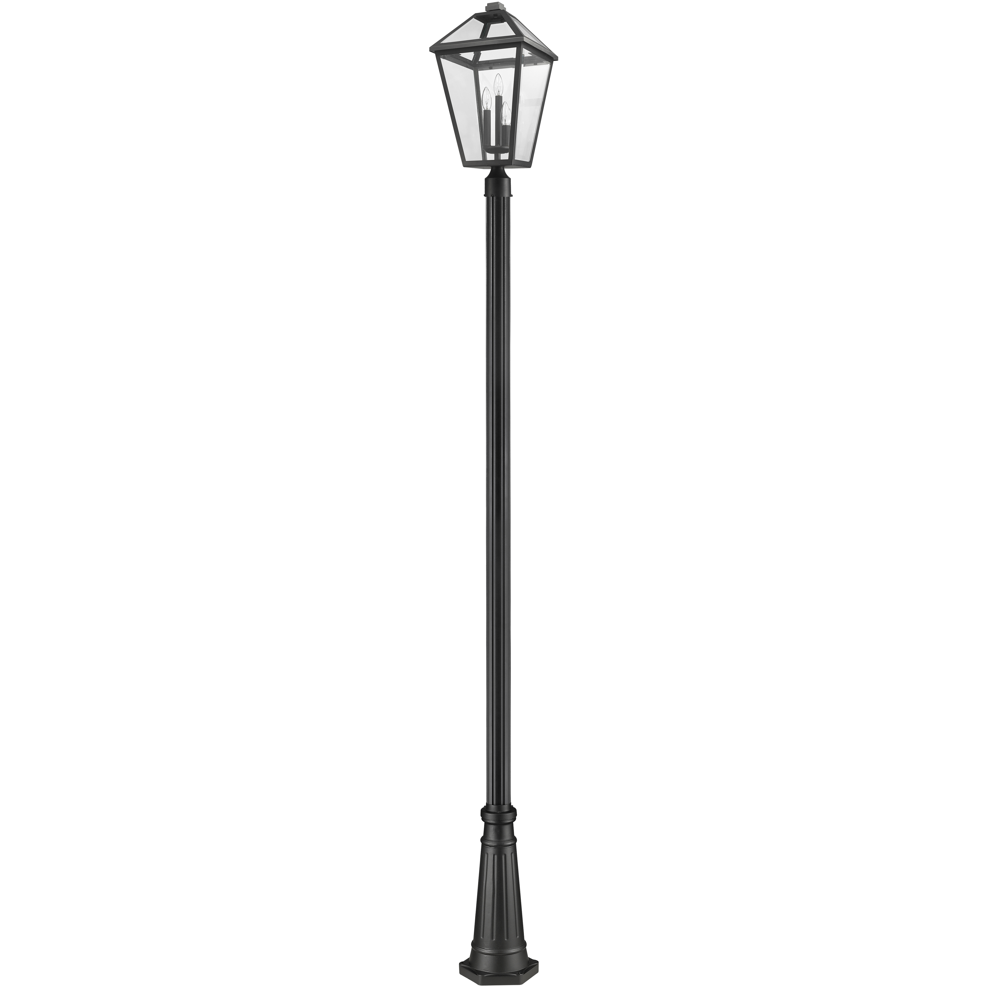Talbot 3 Light 117.25 inch Black Outdoor Post Mounted Fixture in Clear Beveled Glass