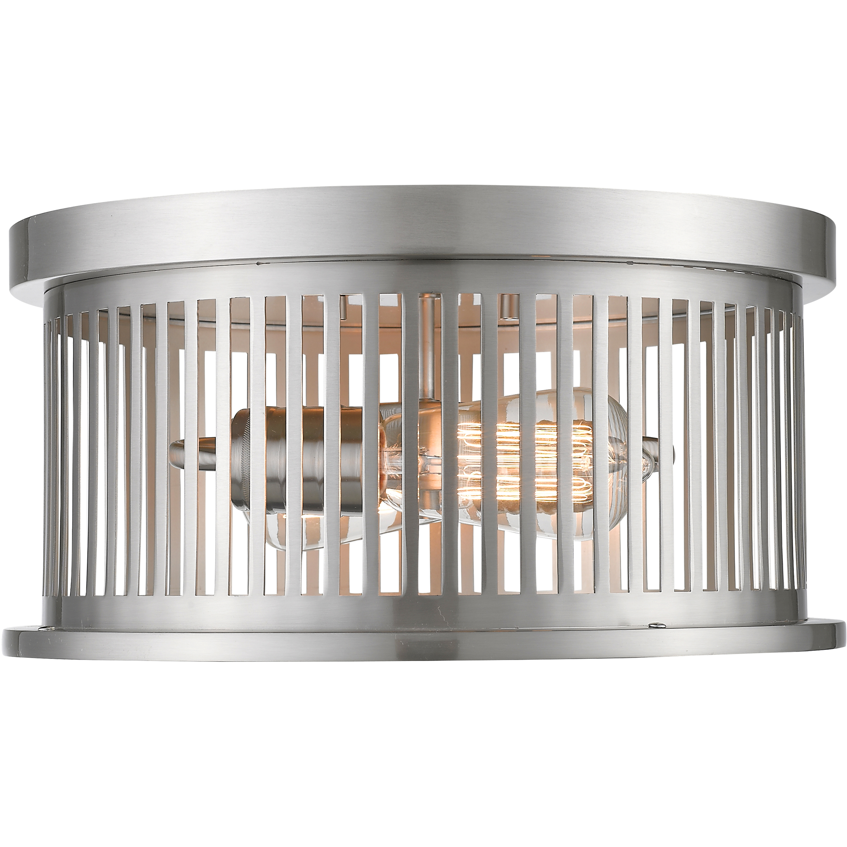 Camellia 2 Light 13.13 inch Brushed Nickel Flush Mount Ceiling Light in Brushed Nickel Steel