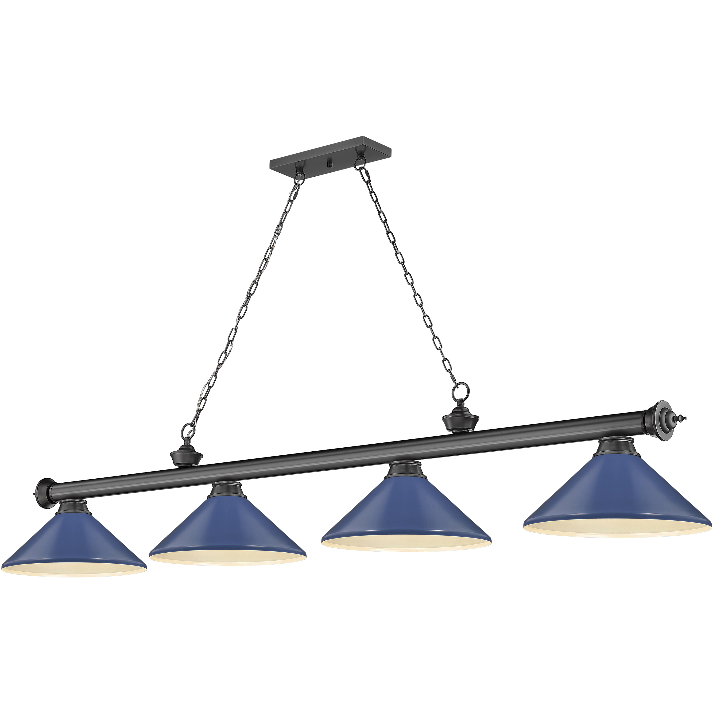 Cordon 4 Light 81.75 inch Bronze Plate Billiard Ceiling Light in Navy Blue Steel