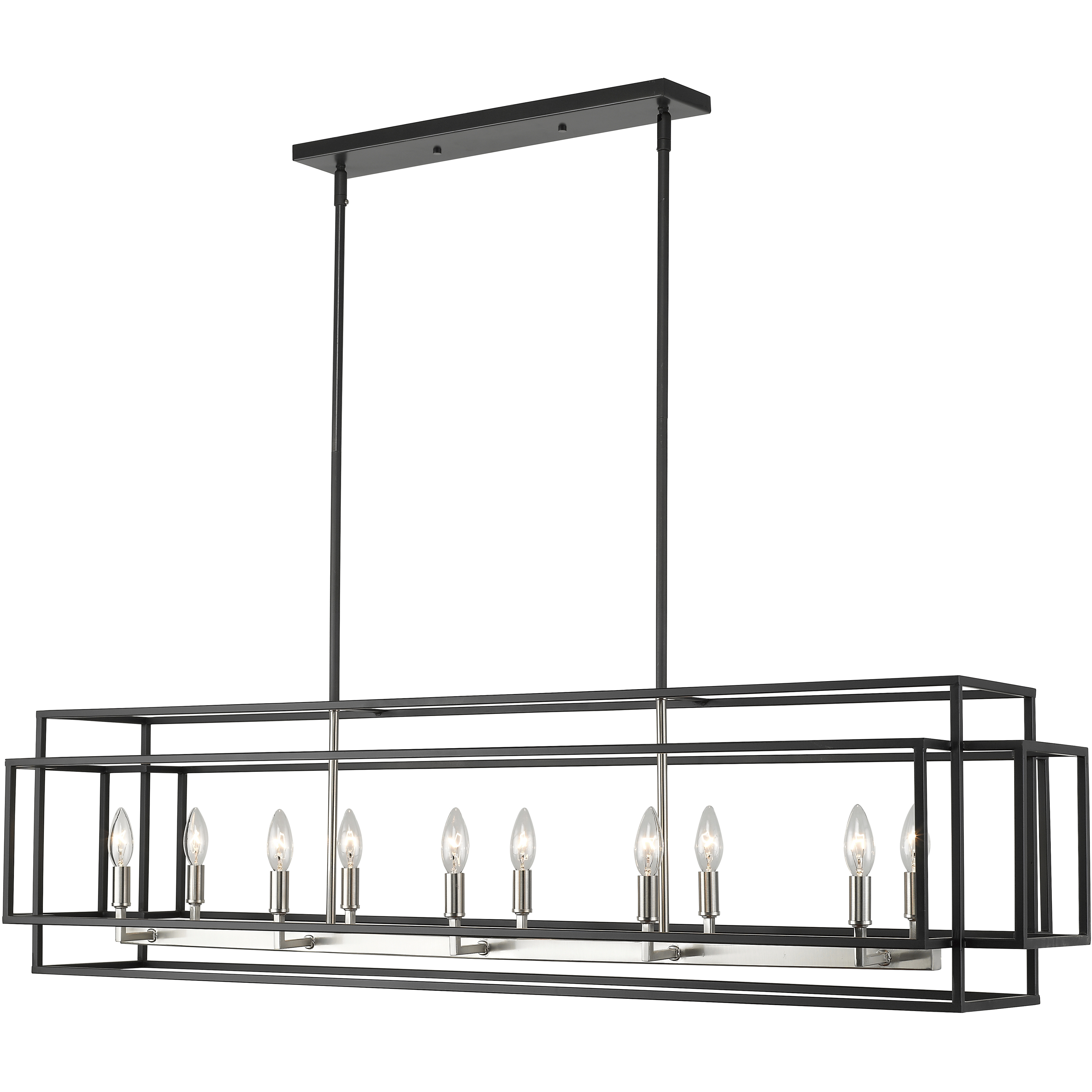 Titania 10 Light 54 inch Black and Brushed Nickel Linear Chandelier Ceiling Light