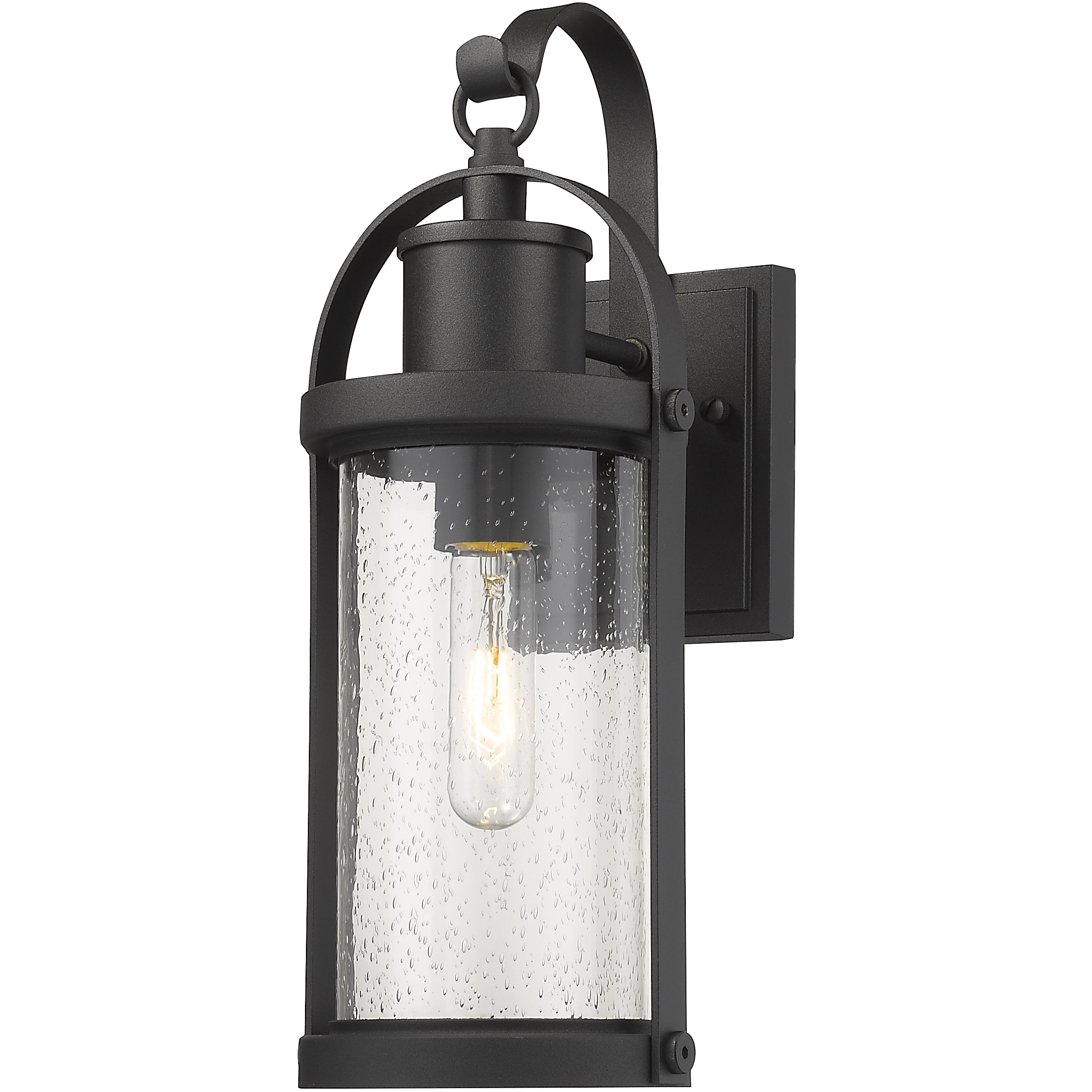 Roundhouse 1 Light 15.75 inch Black Outdoor Wall Light