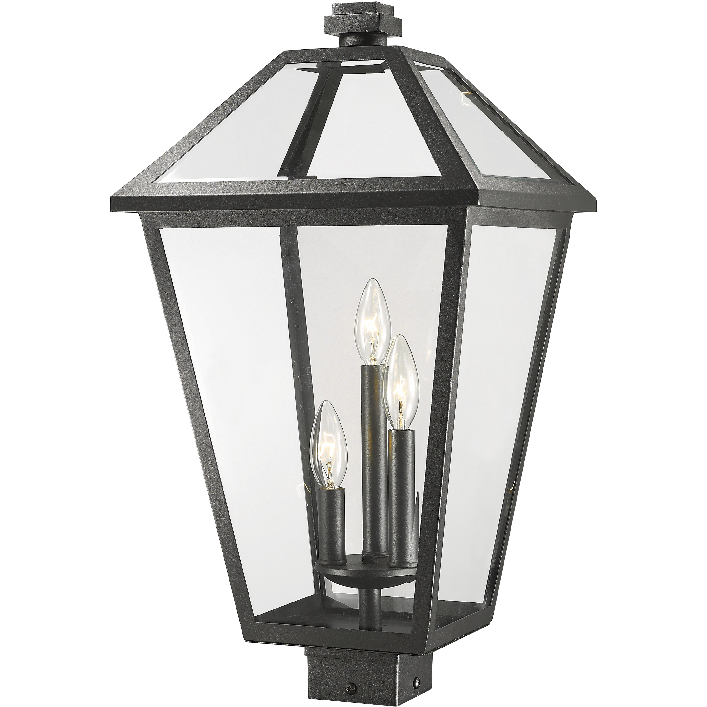 Talbot 3 Light 22.25 inch Black Outdoor Post Mount Fixture in Clear Beveled Glass