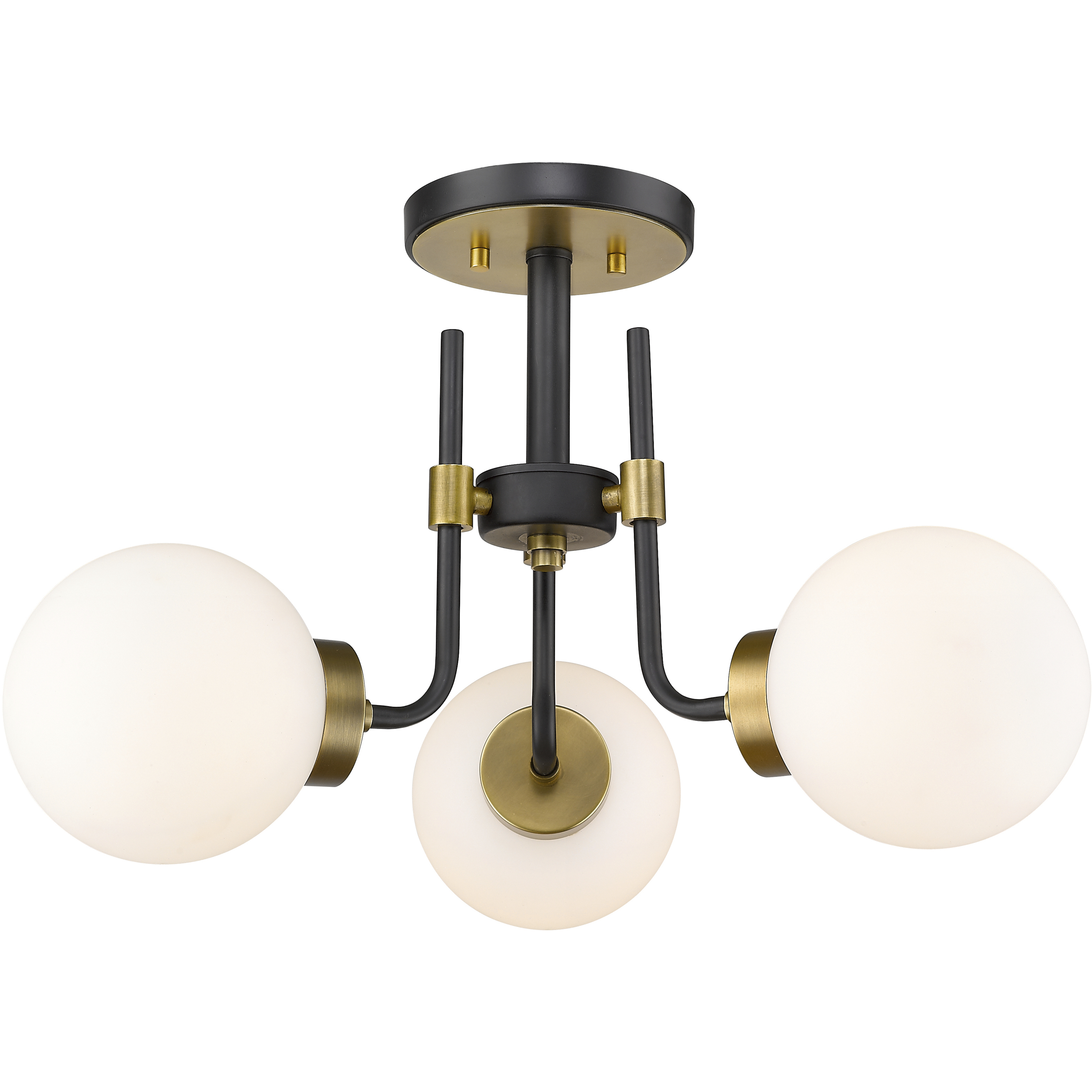 Parsons 3 Light 22 inch Matte Black and Olde Brass Semi Flush Mount Ceiling Light