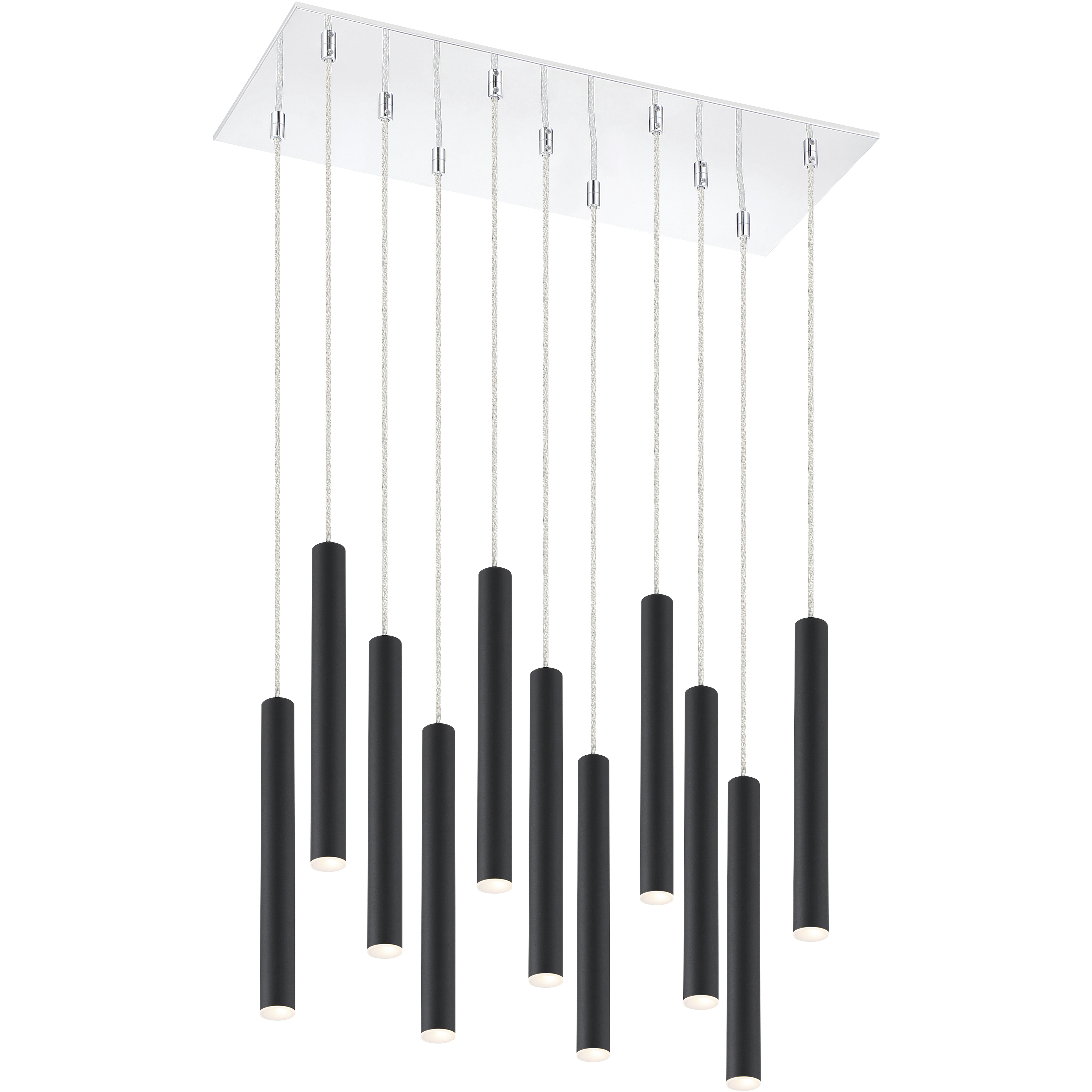 Forest LED 9.75 inch Chrome Chandelier Ceiling Light in Matte Black Steel