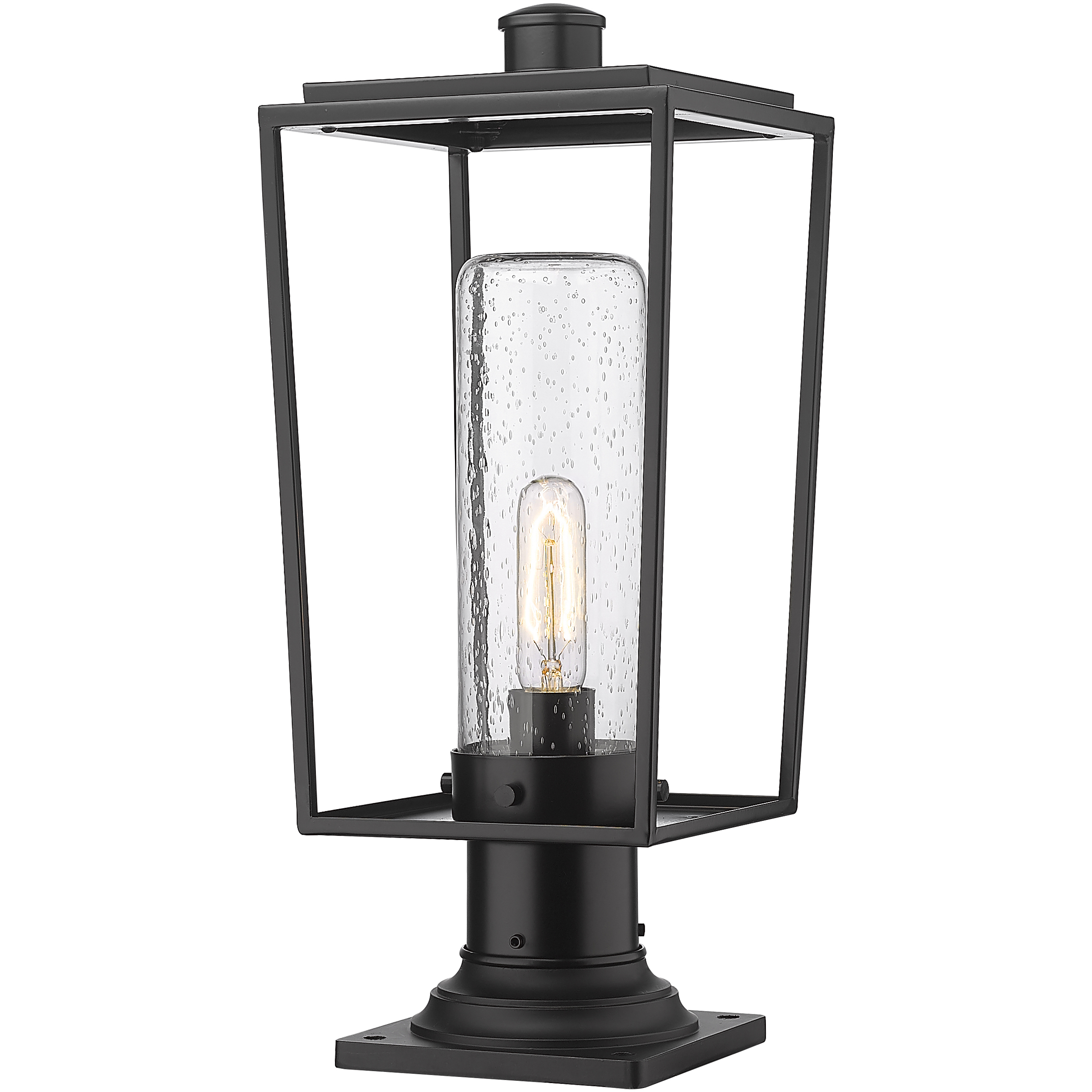 Sheridan 1 Light 19.5 inch Black Outdoor Pier Mounted Fixture in Seedy Glass