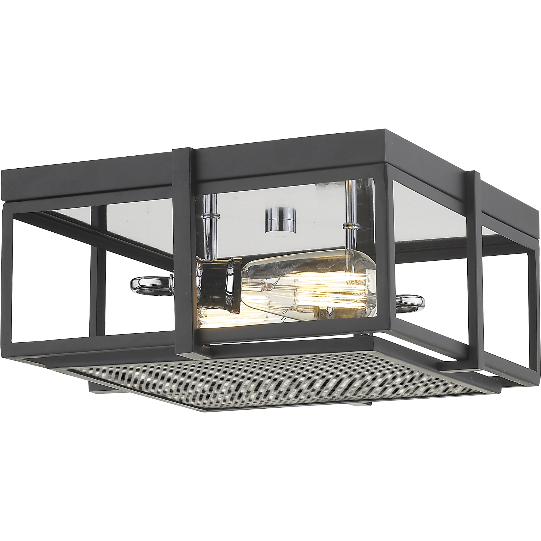 Halcyon 2 Light 13.75 inch Matte Black and Chrome Flush Mount Ceiling Light
