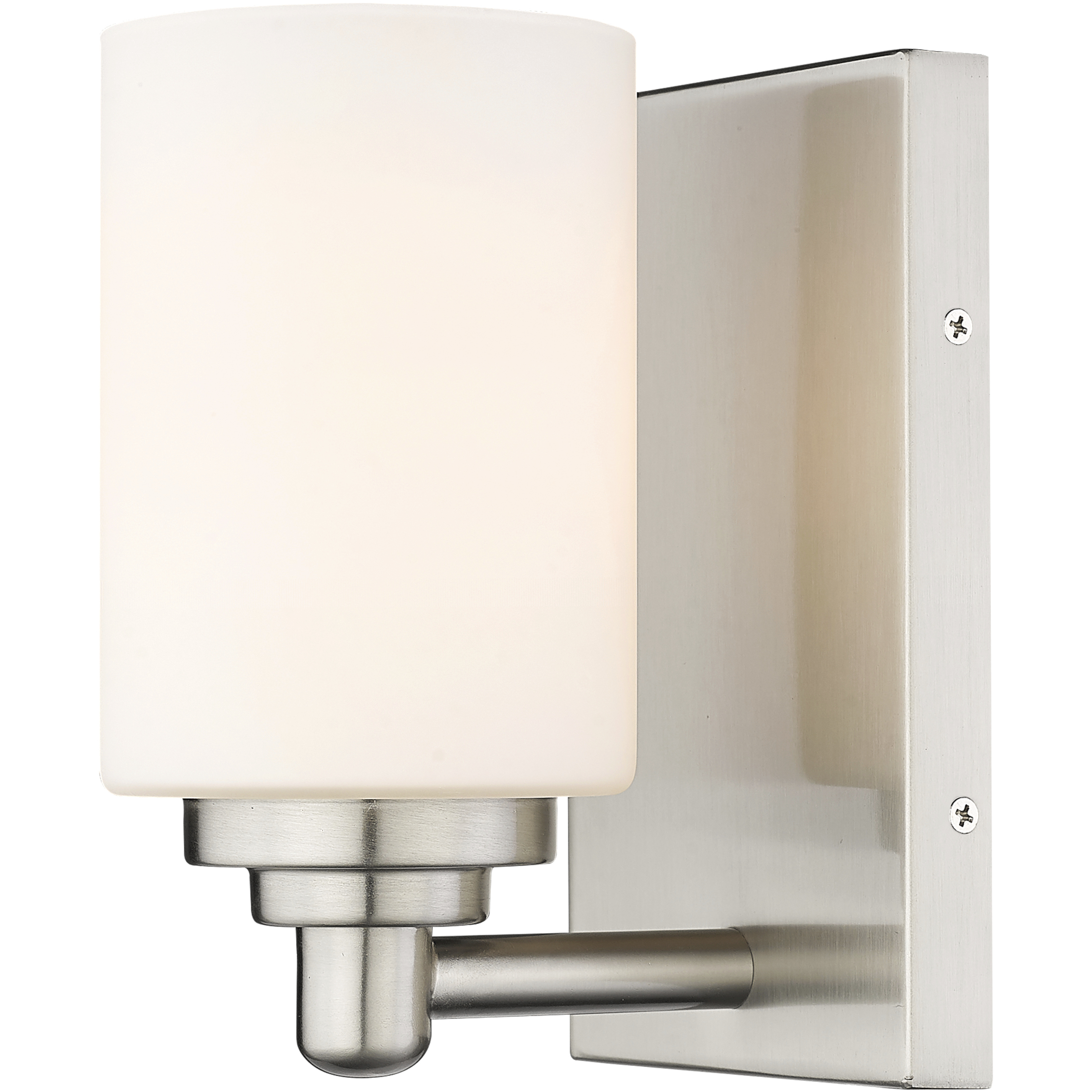 Brushed nickel shop wall sconce