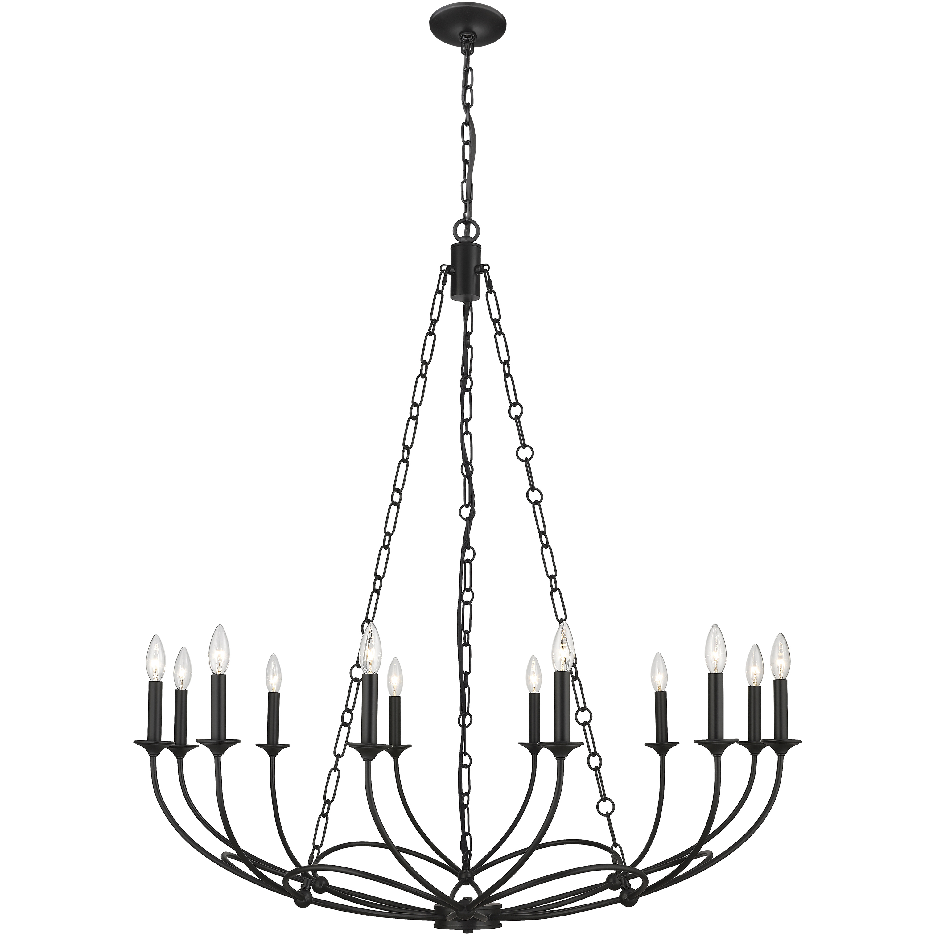 Arabella 12 Light 43 inch Matte Black Chandelier Ceiling Light