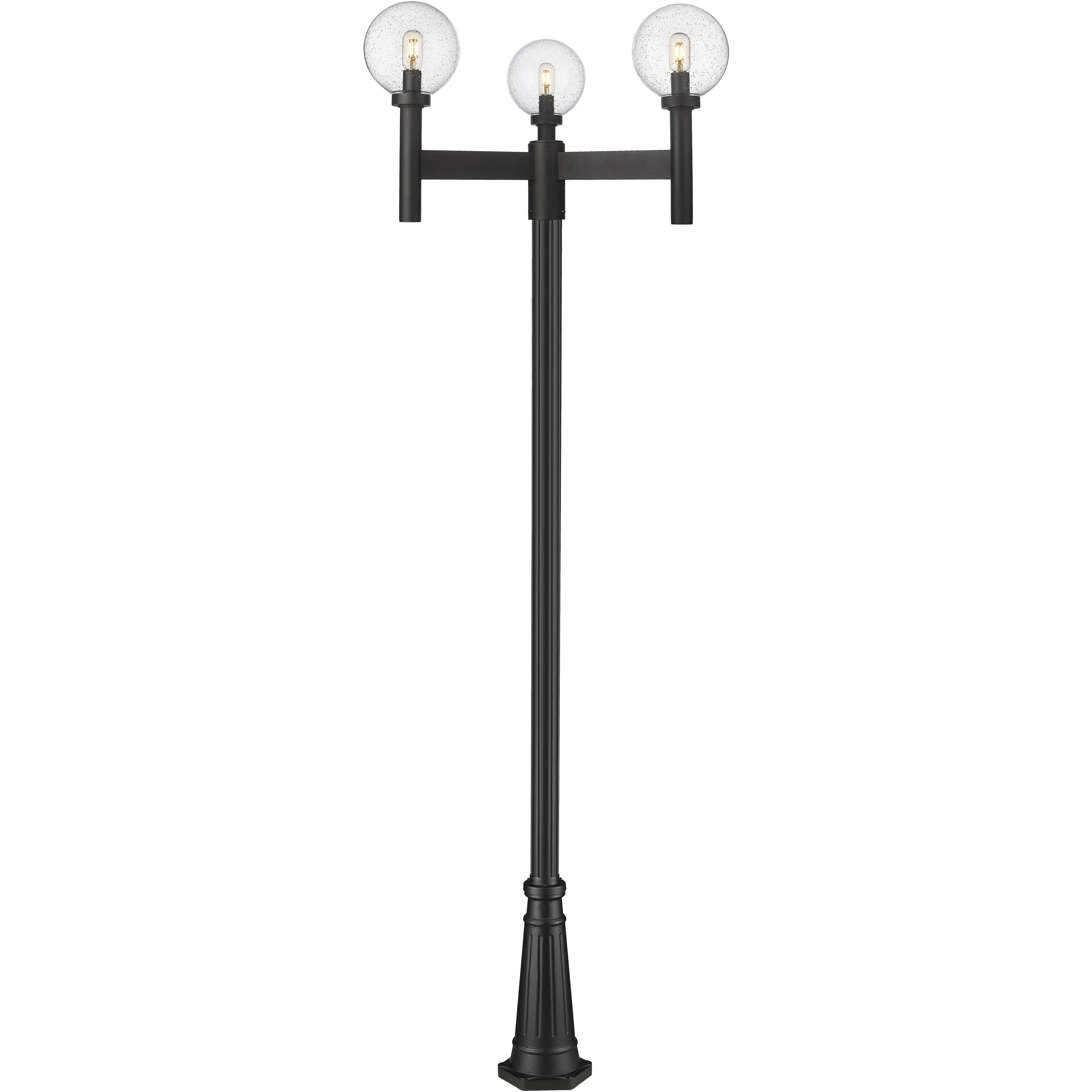 Laurent 3 Light 112 inch Black Outdoor Post Mounted Fixture in Clear Seedy Glass