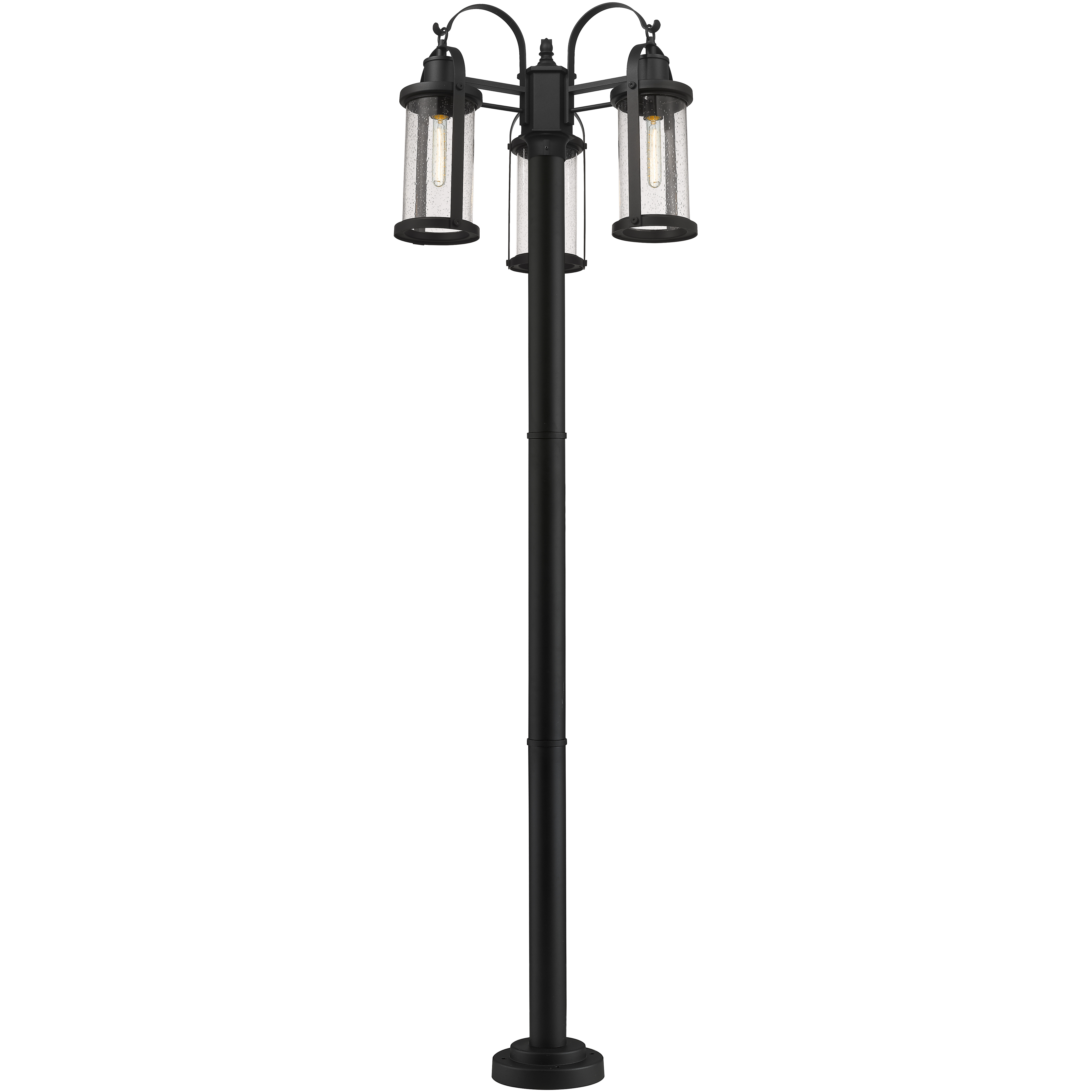 Roundhouse 3 Light 86.25 inch Black Outdoor Post Mounted Fixture