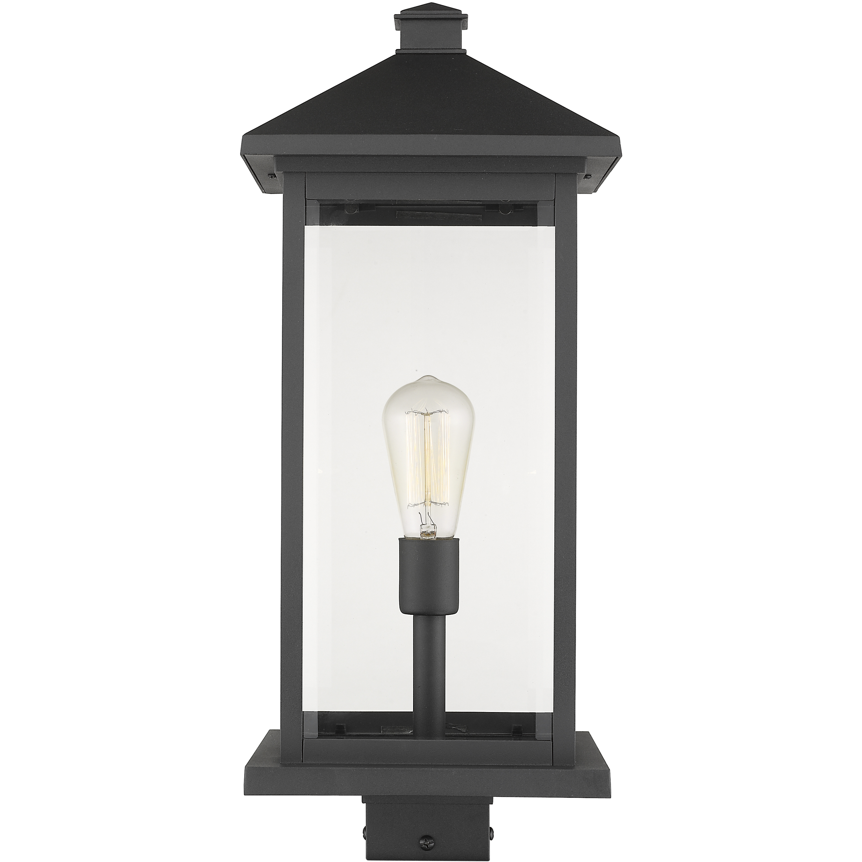 Portland 1 Light 22.5 inch Black Outdoor Post Mount Fixture in Clear Beveled Glass