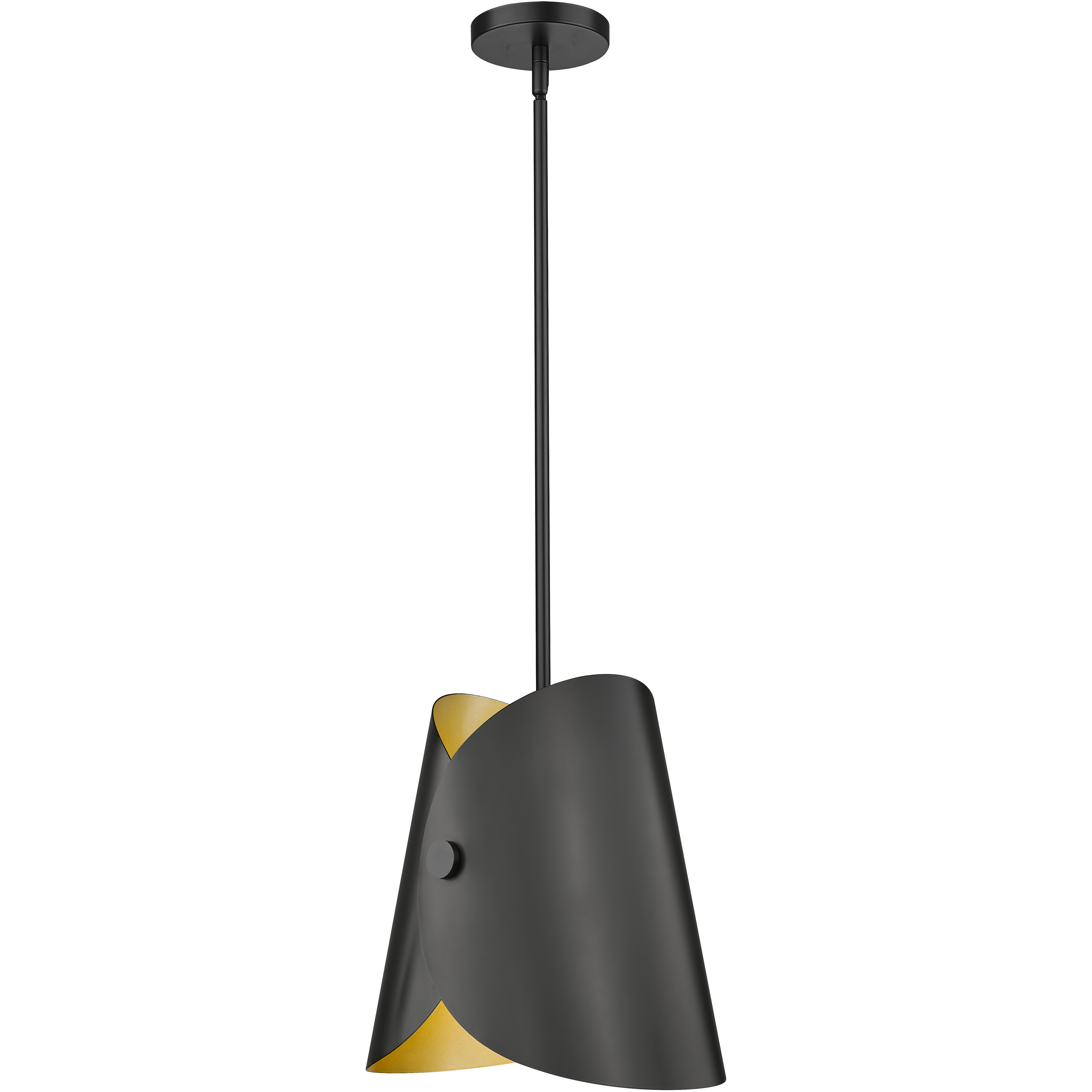 Salone 1 Light 10 inch Matte Black Pendant Ceiling Light in Matte Black Outer,  Gold Inner