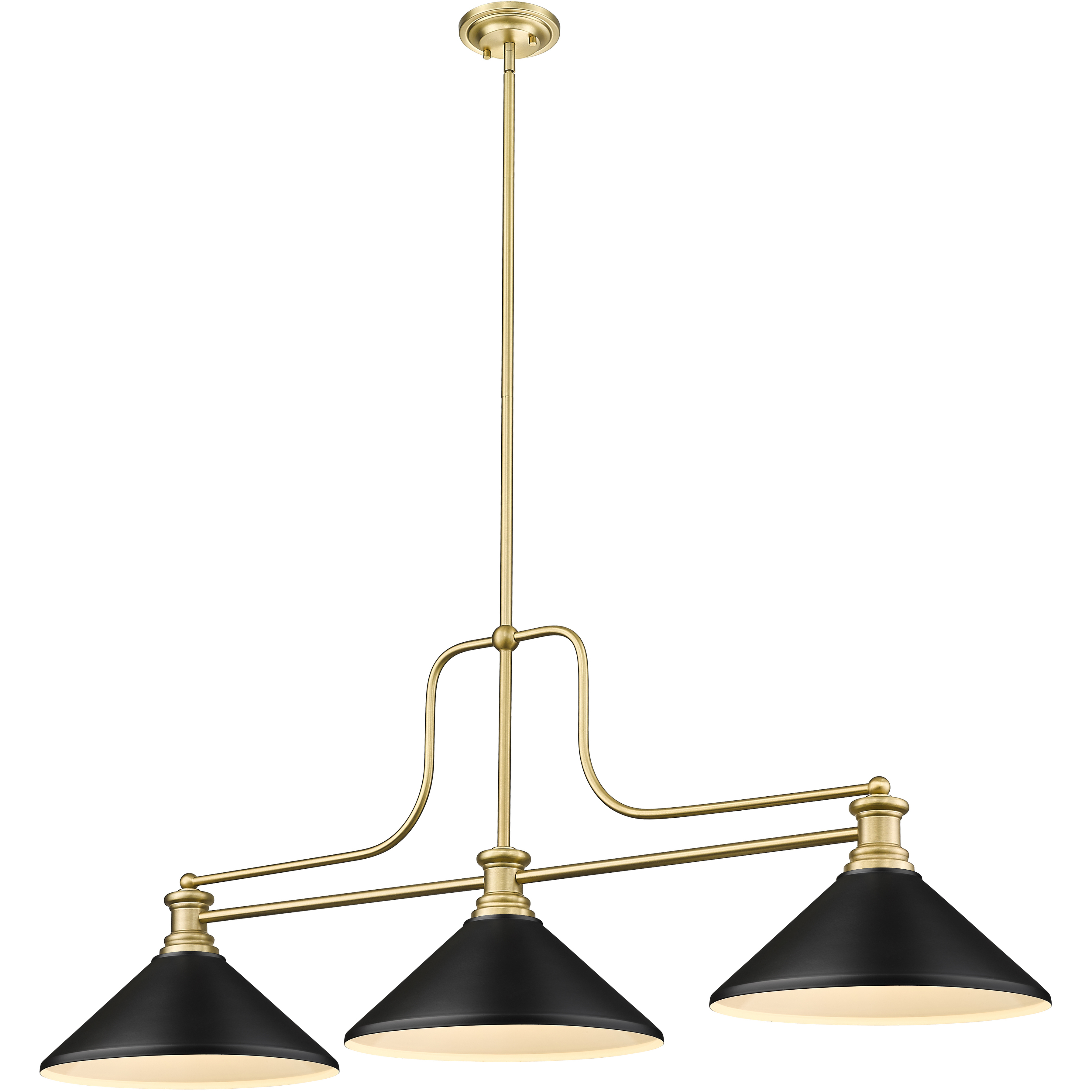Melange 3 Light 52 inch Heritage Brass Billiard Ceiling Light in Matte Black Steel