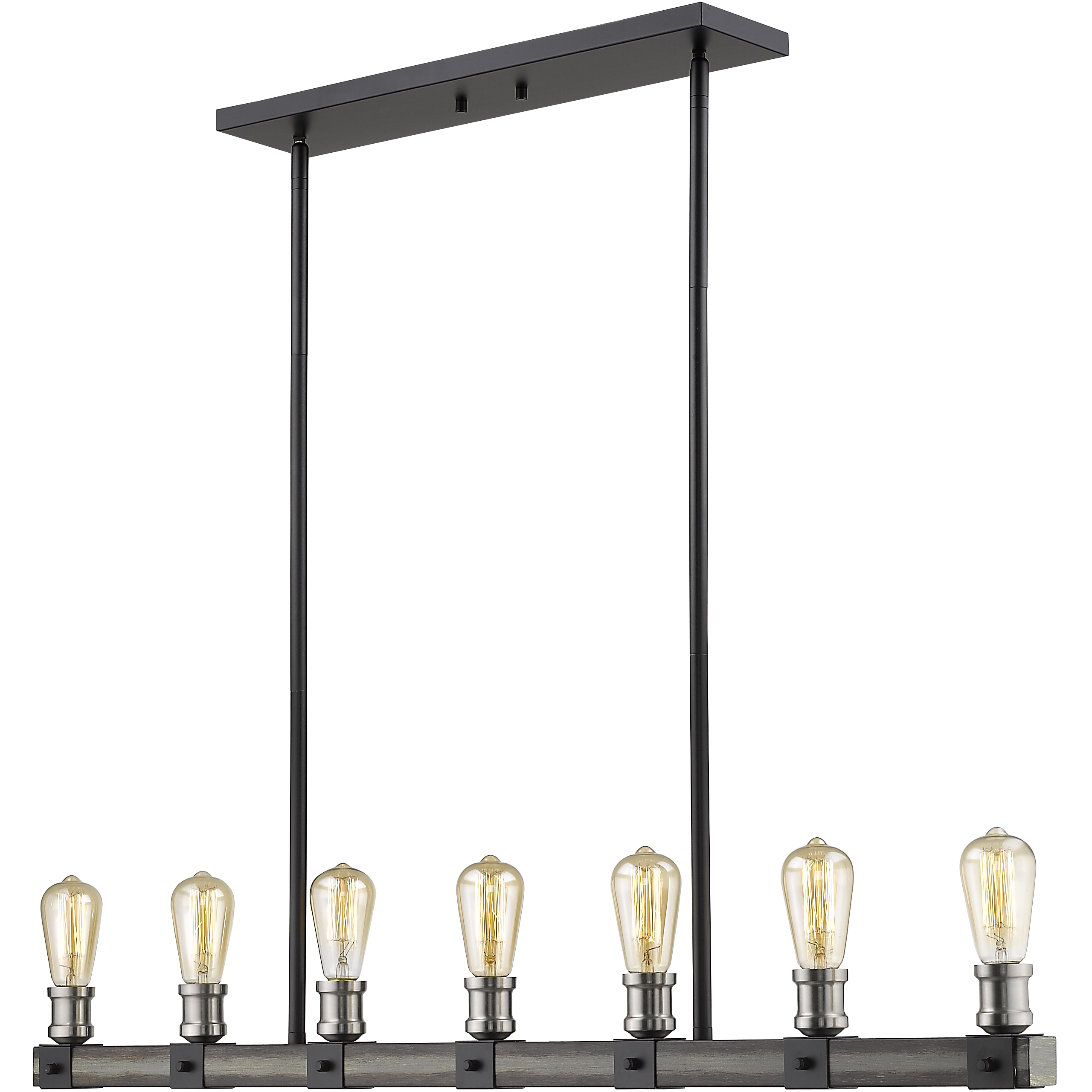 Kirkland 7 Light 44 inch Ashen Barnboard Linear Chandelier Ceiling Light