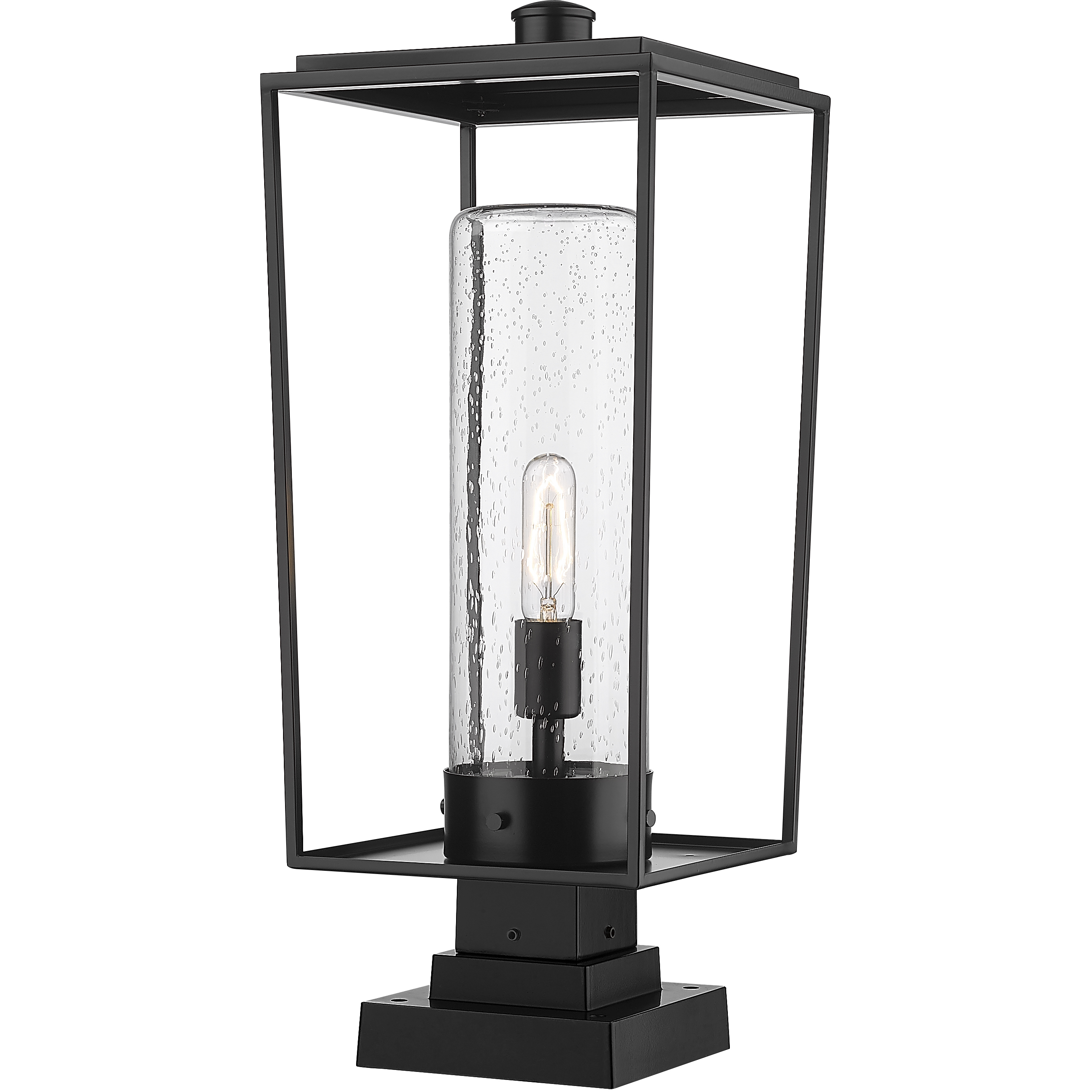 Sheridan 1 Light 24.75 inch Black Outdoor Pier Mounted Fixture in Seedy Glass