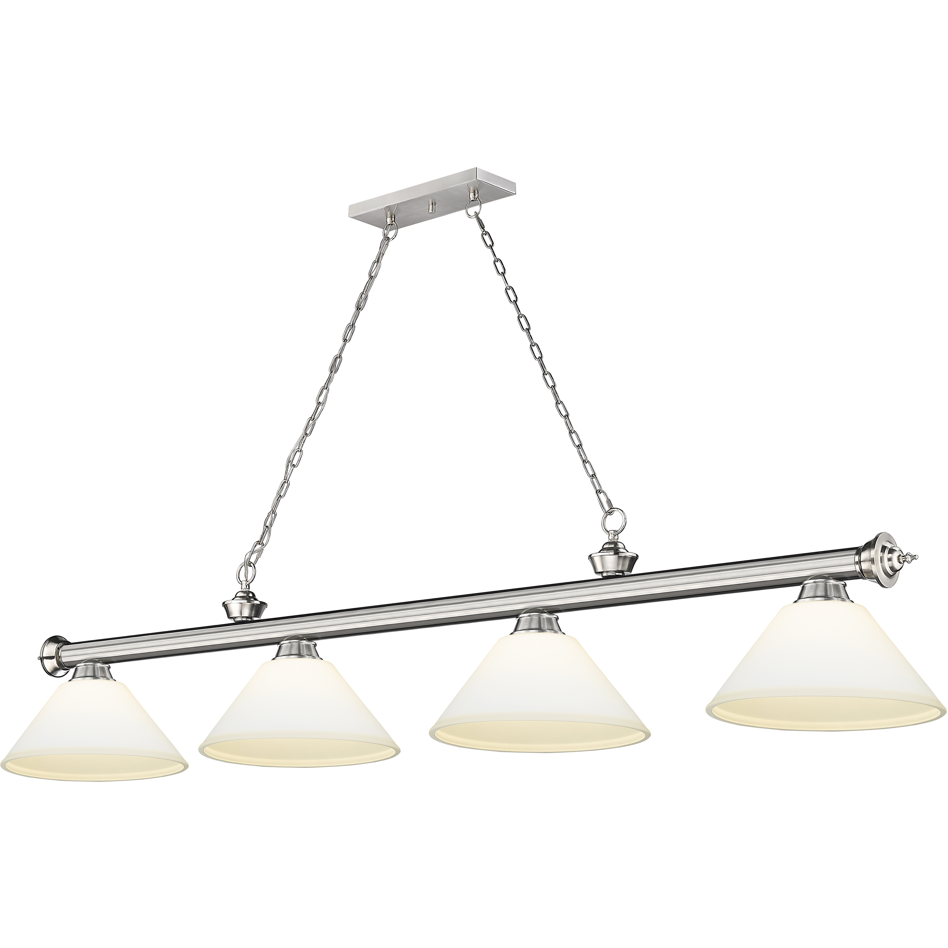 Cordon 4 Light 81.25 inch Brushed Nickel Billiard Ceiling Light in Matte Opal Glass