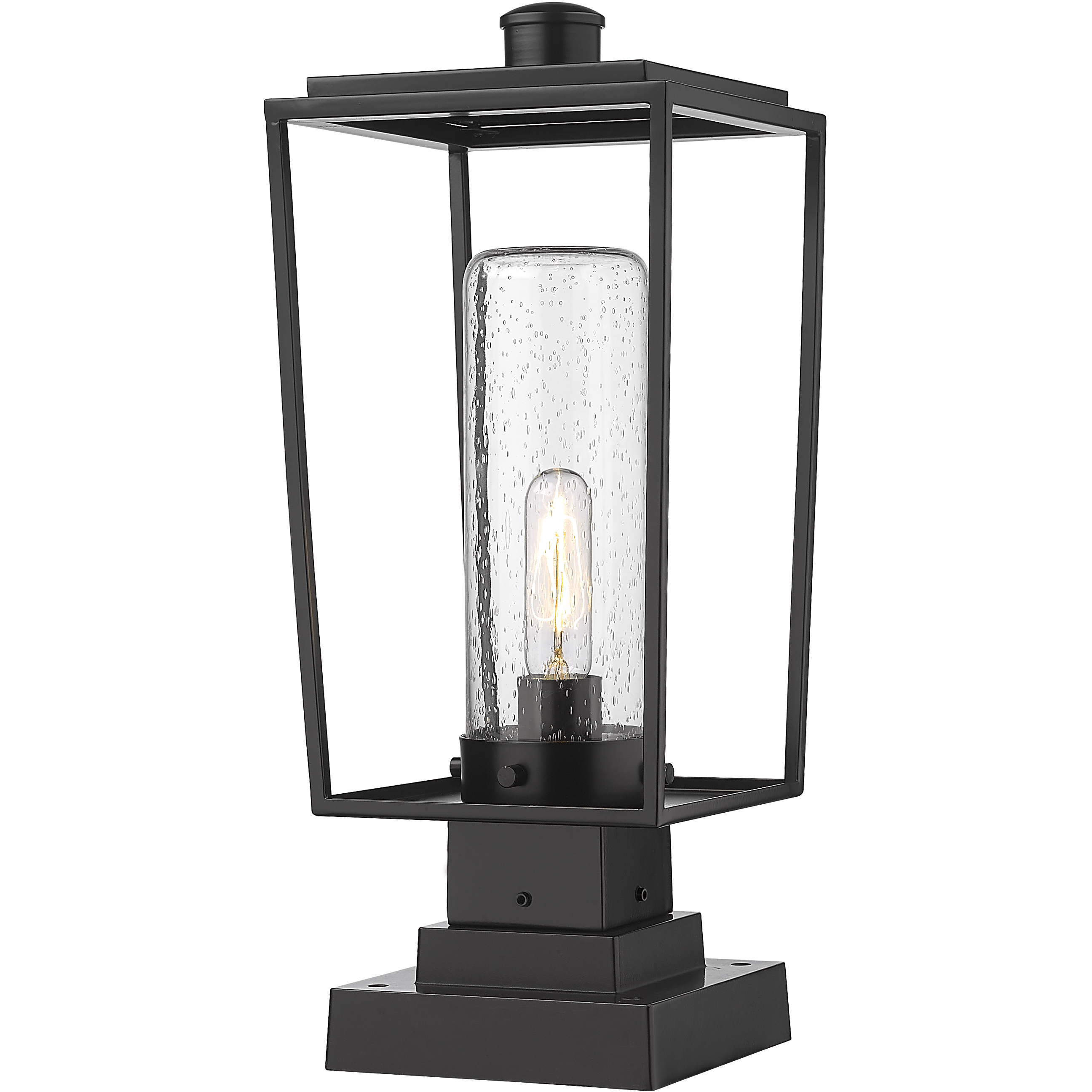 Sheridan 1 Light 19.75 inch Black Outdoor Pier Mounted Fixture in Seedy Glass