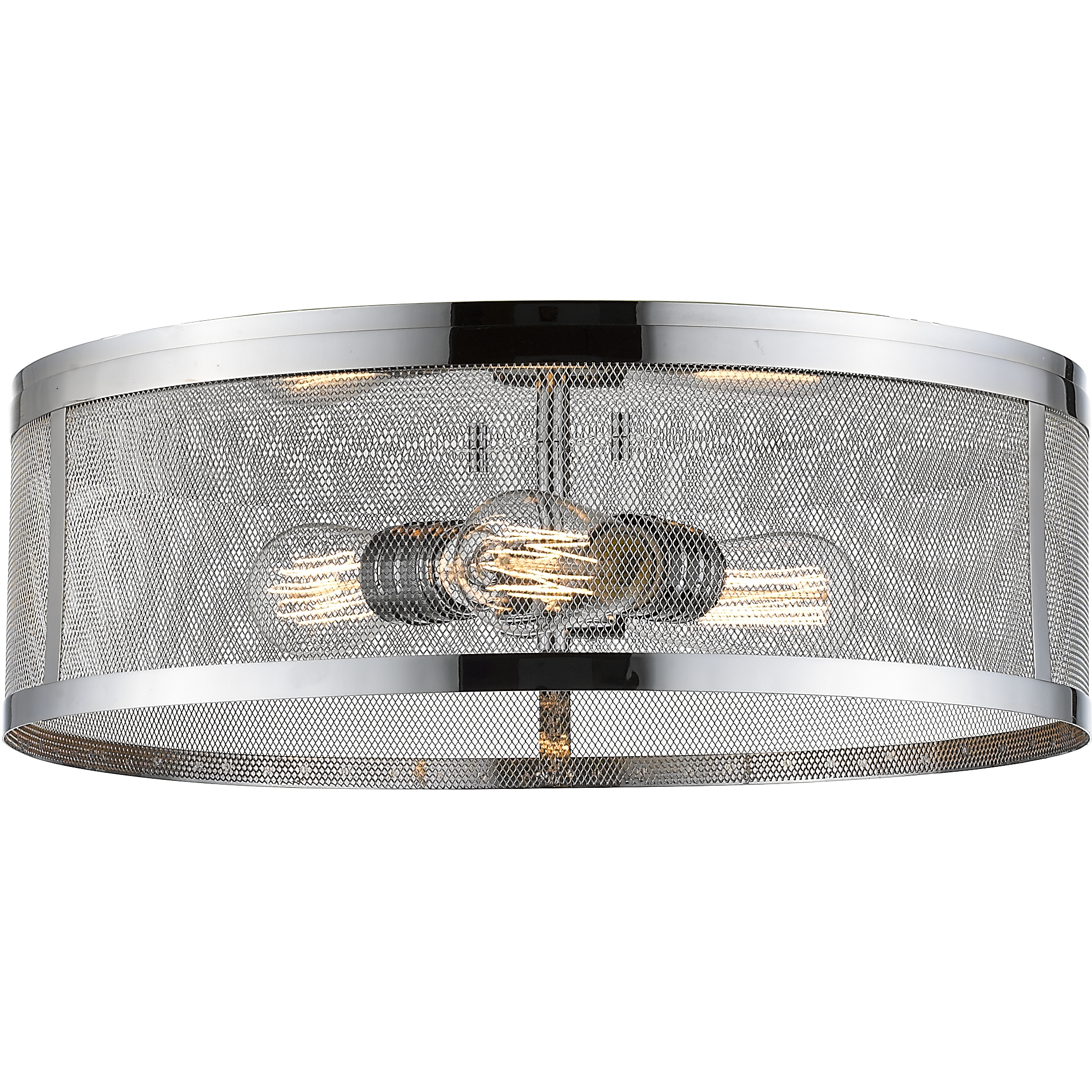 Meshsmith 3 Light 18 inch Chrome Flush Mount Ceiling Light in Chrome Steel