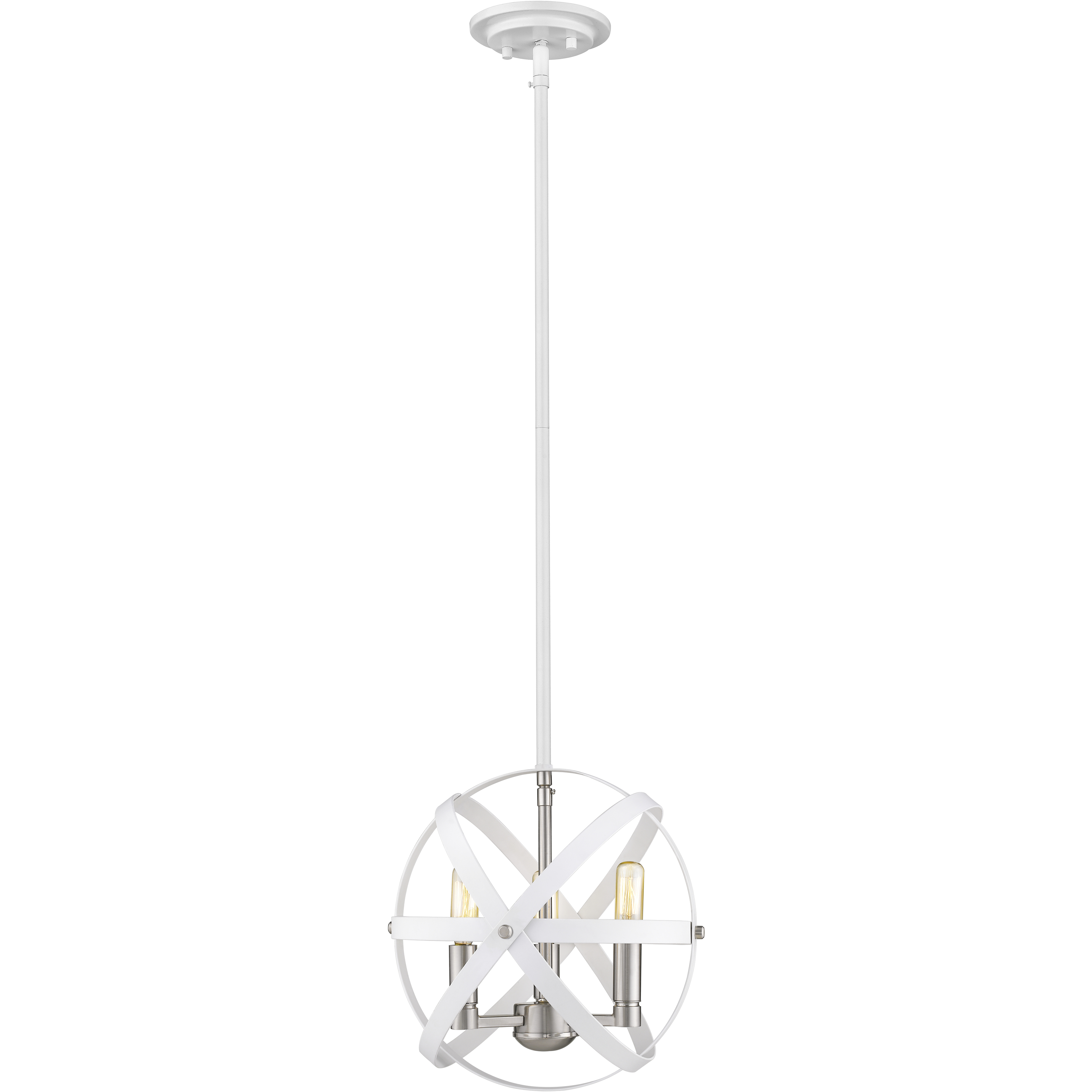 Cavallo 3 Light 12 inch Hammered White and Brushed Nickel Chandelier Ceiling Light
