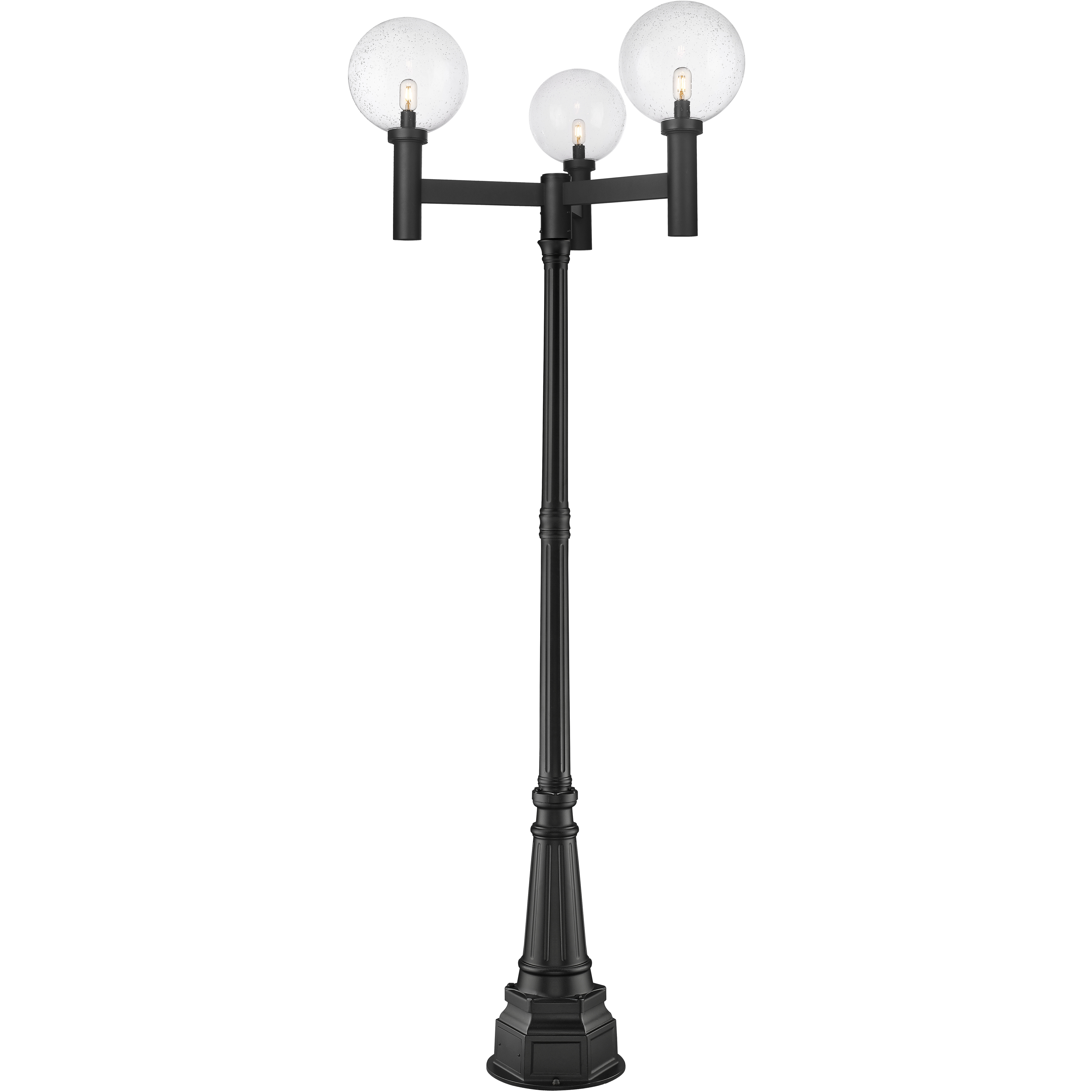 Laurent 3 Light 107.5 inch Black Outdoor Post Mounted Fixture in Clear Seedy Glass