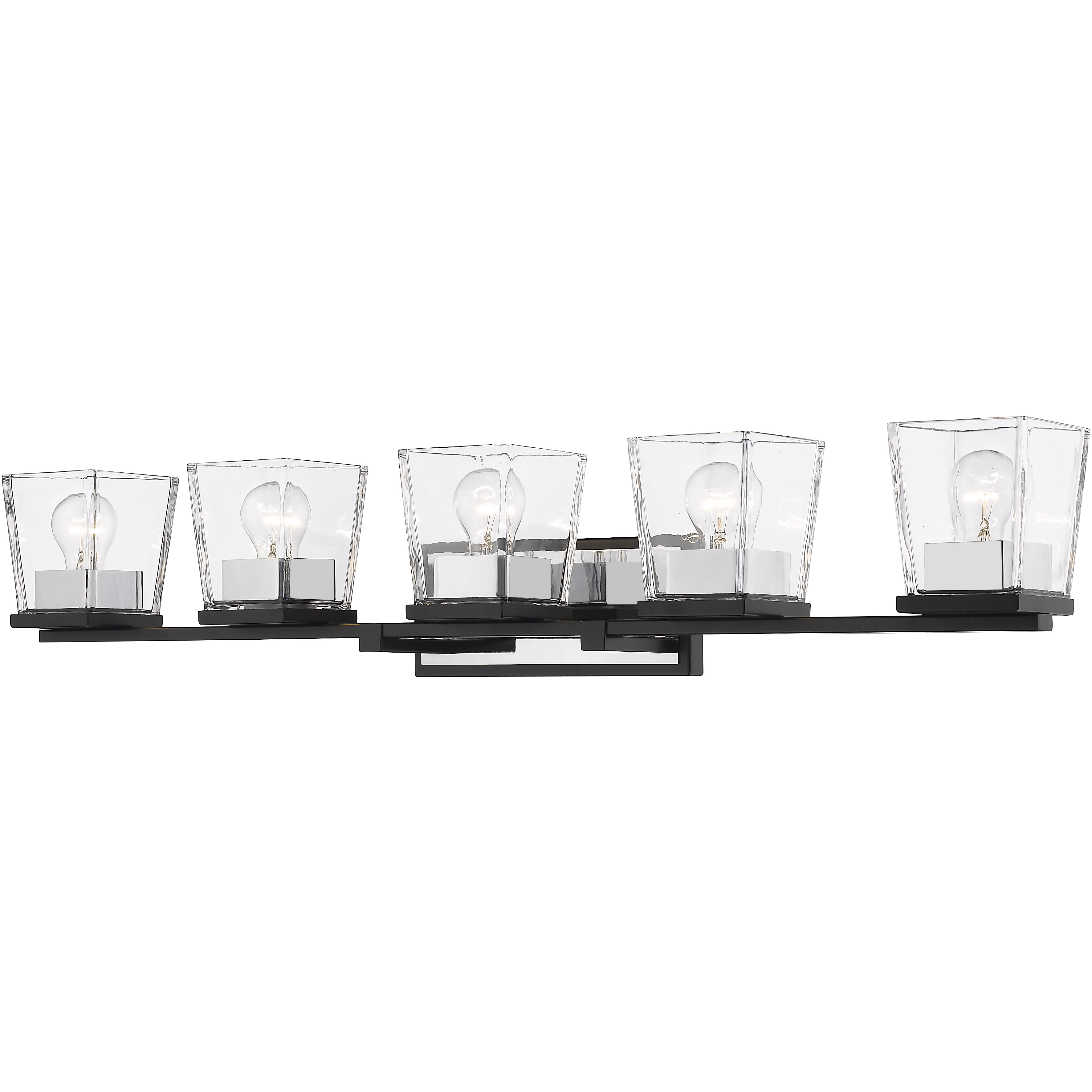 Bleeker Street 5 Light 42.5 inch Matte Black and Chrome Vanity Wall Light