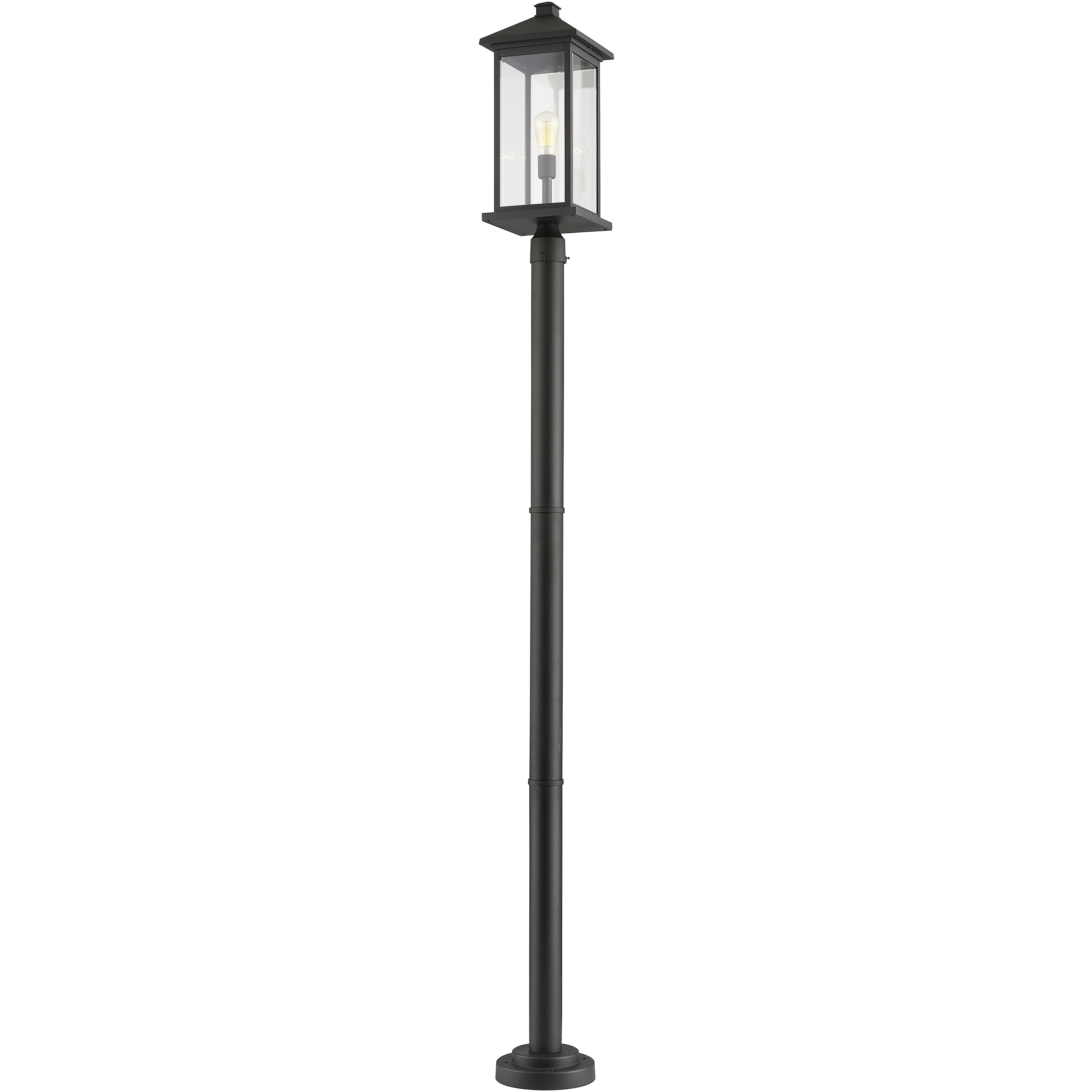 Portland 1 Light 97 inch Black Outdoor Post Mounted Fixture in Clear Beveled Glass, 21.75