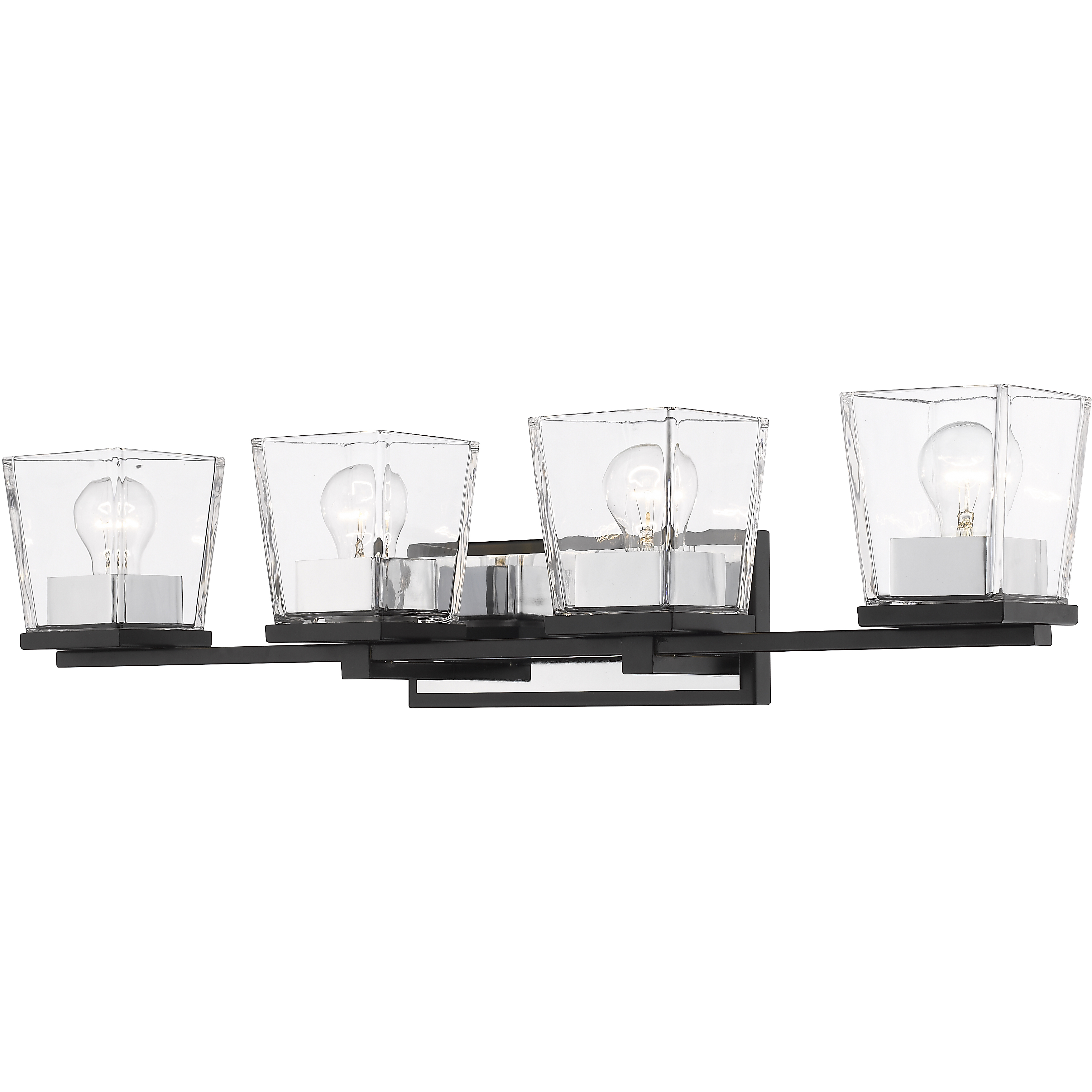 Bleeker Street 4 Light 33 inch Matte Black and Chrome Vanity Wall Light