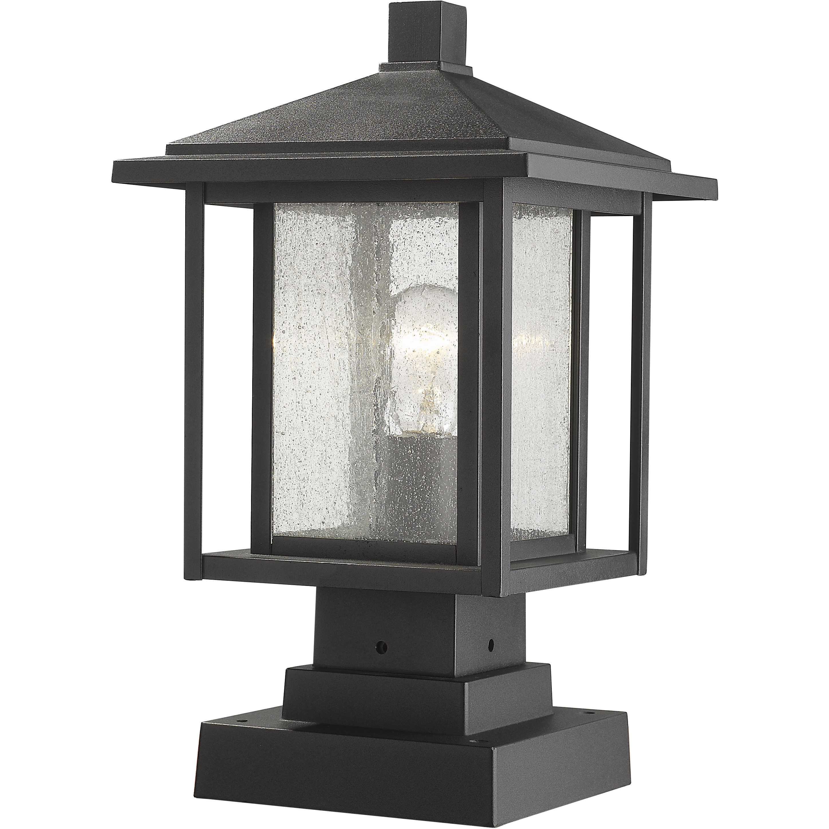 Aspen 1 Light 16 inch Black Outdoor Pier Mounted Fixture