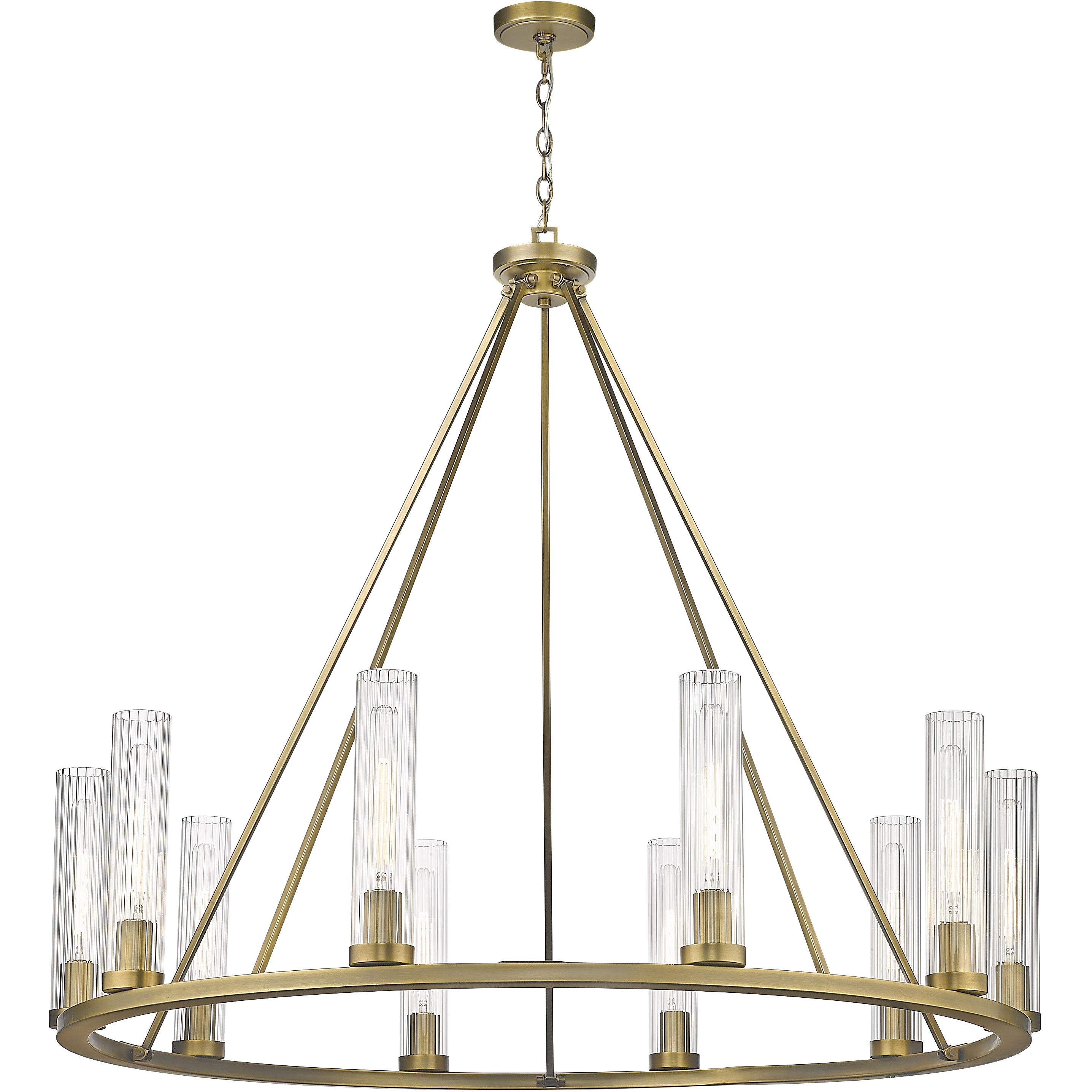 Beau 10 Light 46 inch Rubbed Brass Chandelier Ceiling Light