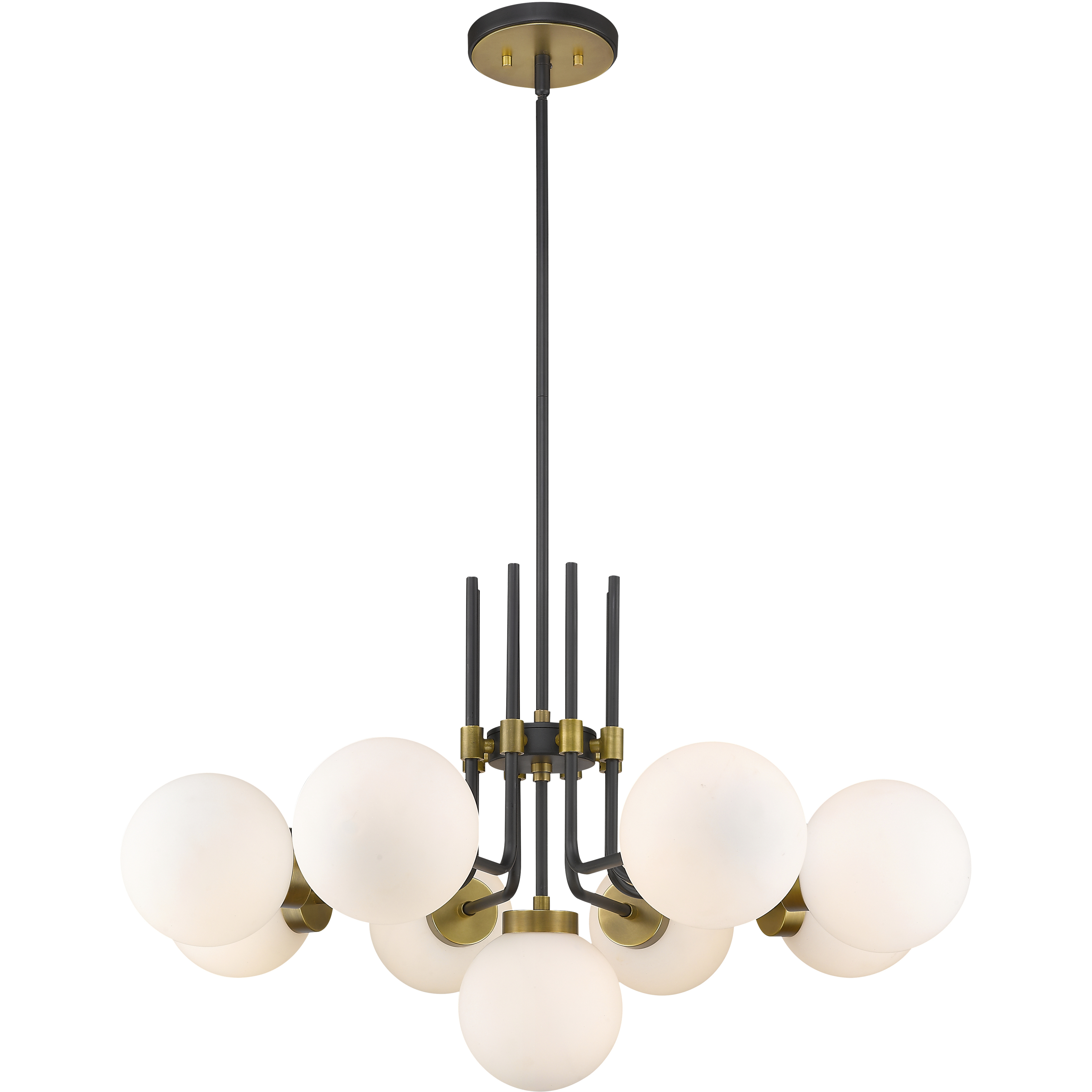 Parsons 9 Light 32 inch Matte Black and Olde Brass Chandelier Ceiling Light