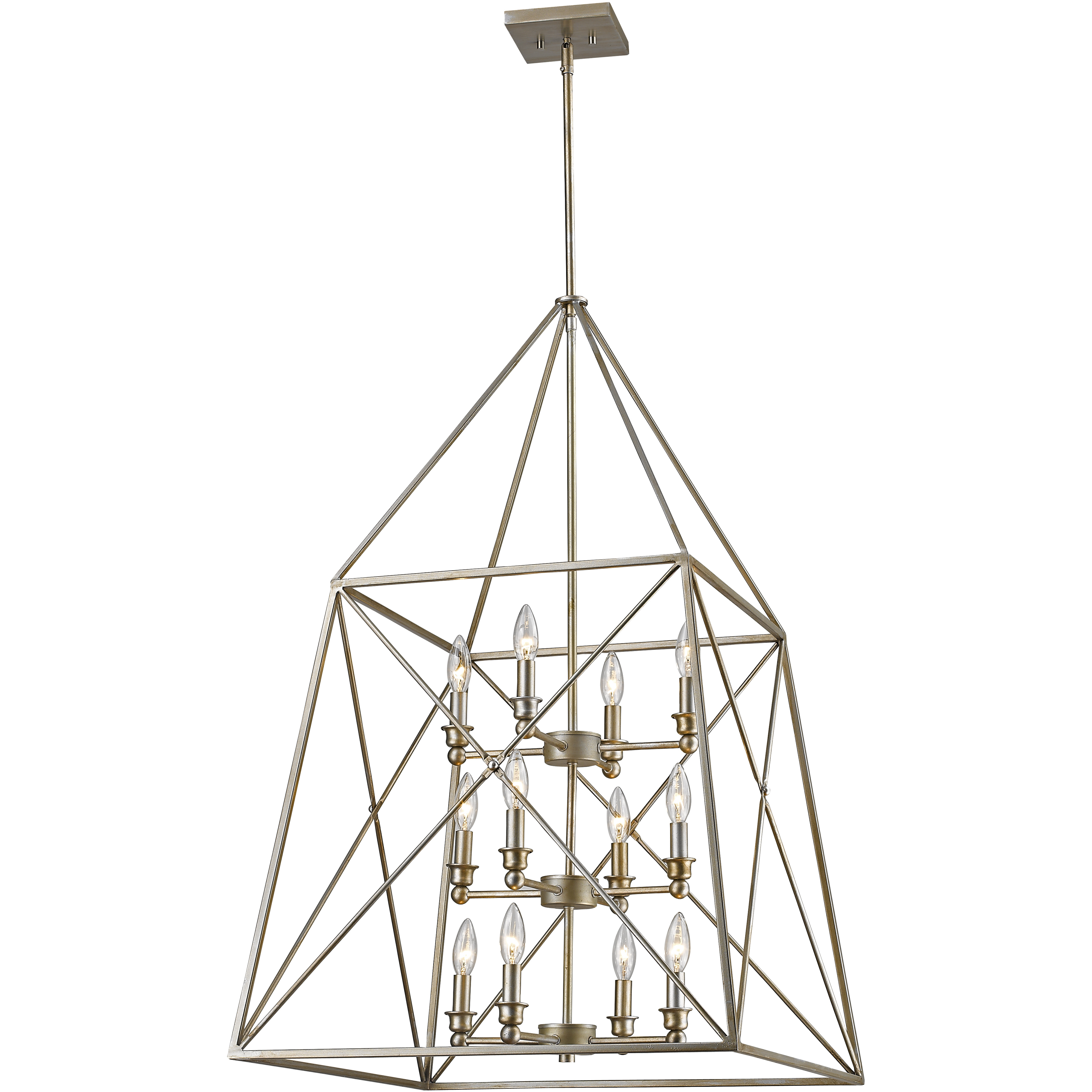 Trestle 12 Light 24 inch Antique Silver Chandelier Ceiling Light