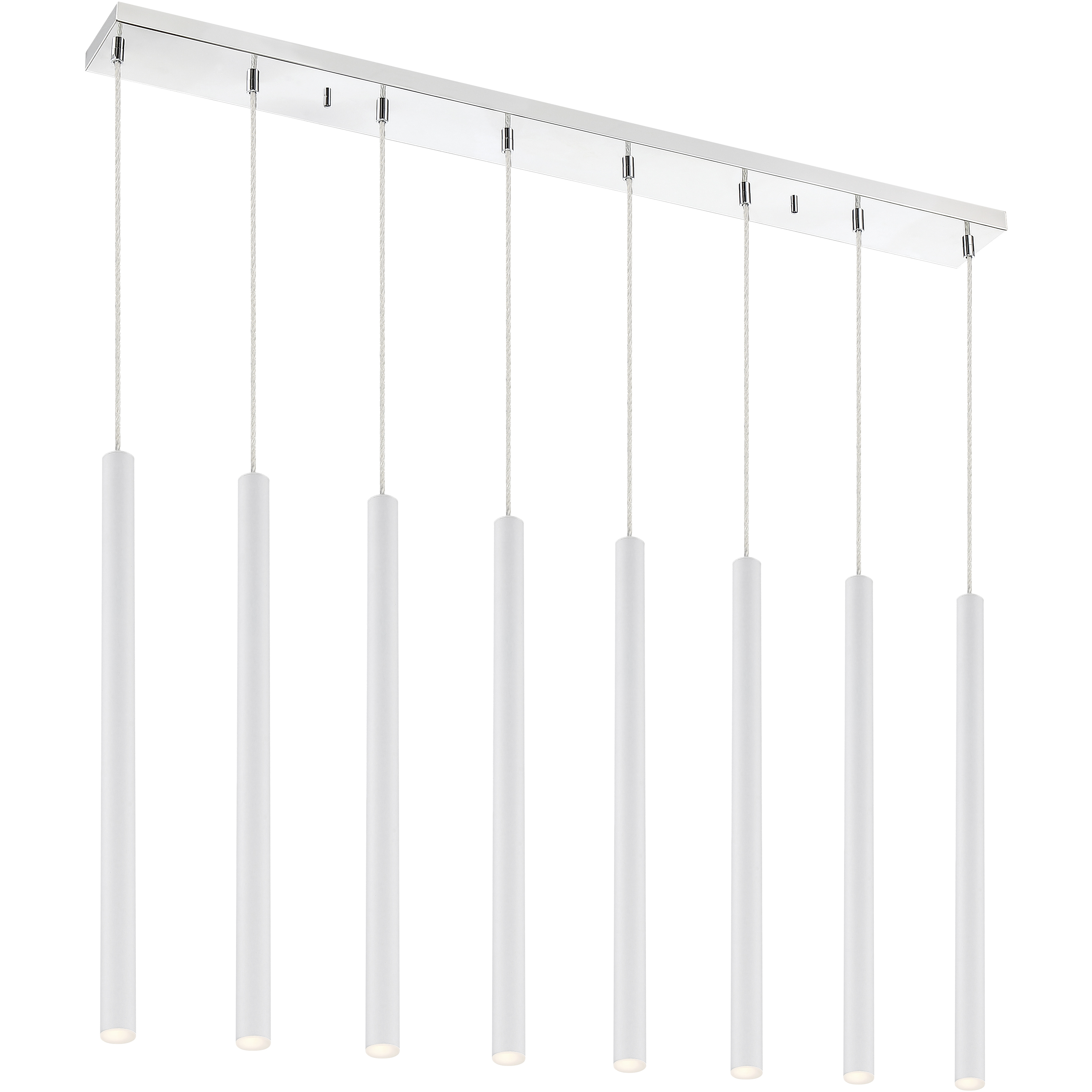 Forest LED 44.25 inch Chrome Linear Chandelier Ceiling Light in 8, 30, Matte White Steel