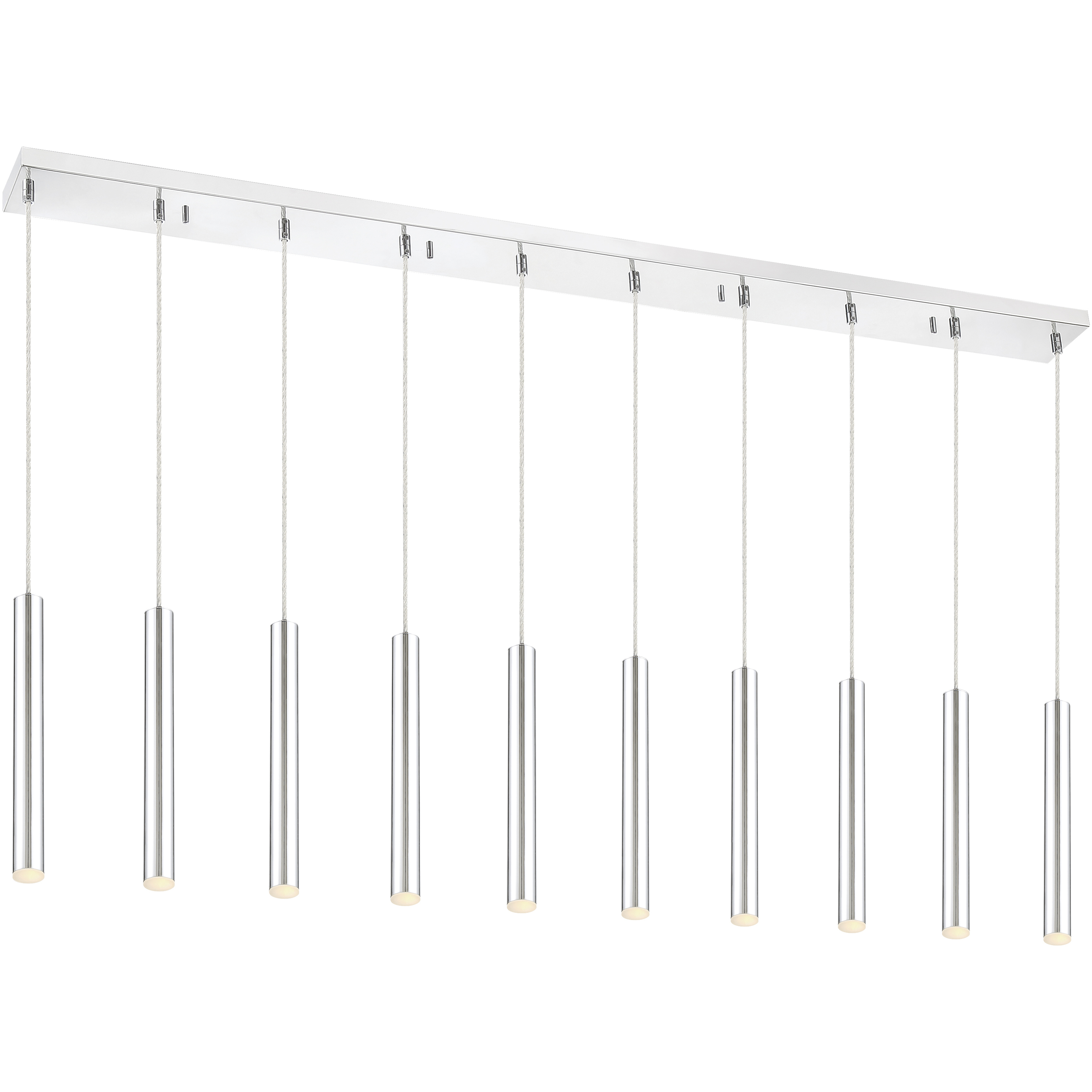 Forest LED 56.5 inch Chrome Linear Chandelier Ceiling Light in 10, 27, Chrome Steel