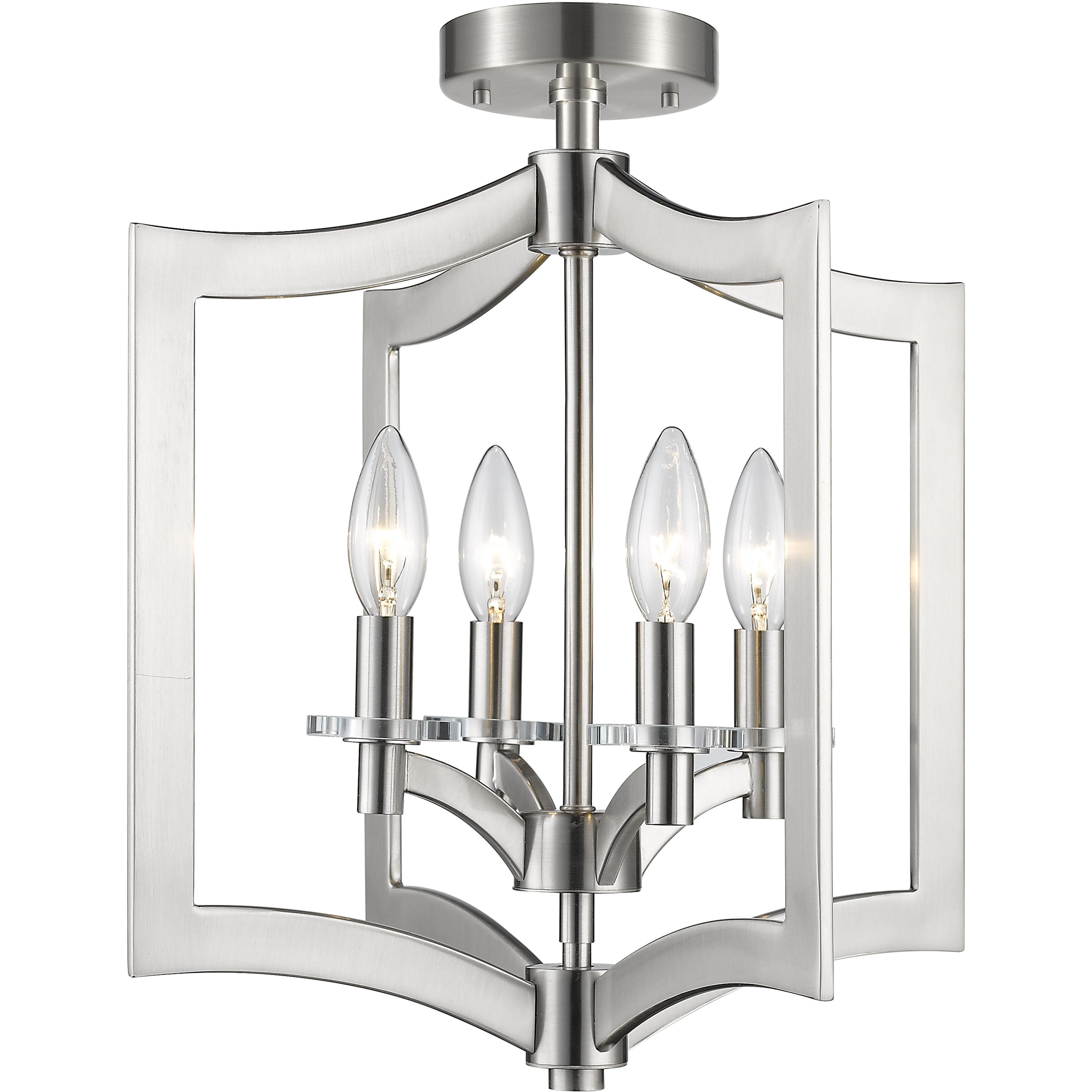 Zander 4 Light 14.8 inch Brushed Nickel Semi Flush Mount Ceiling Light