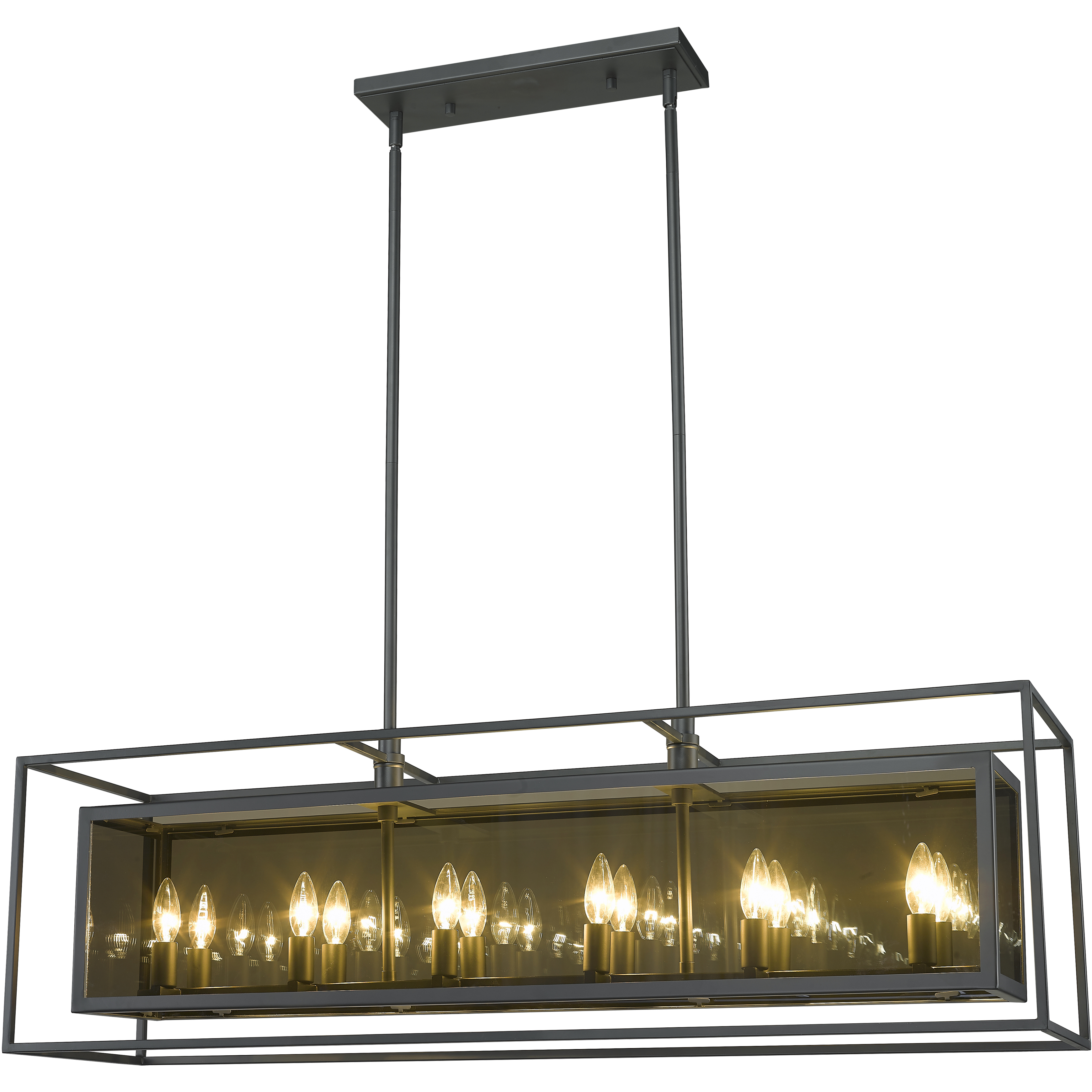 Infinity 12 Light 44 inch Misty Charcoal Linear Chandelier Ceiling Light