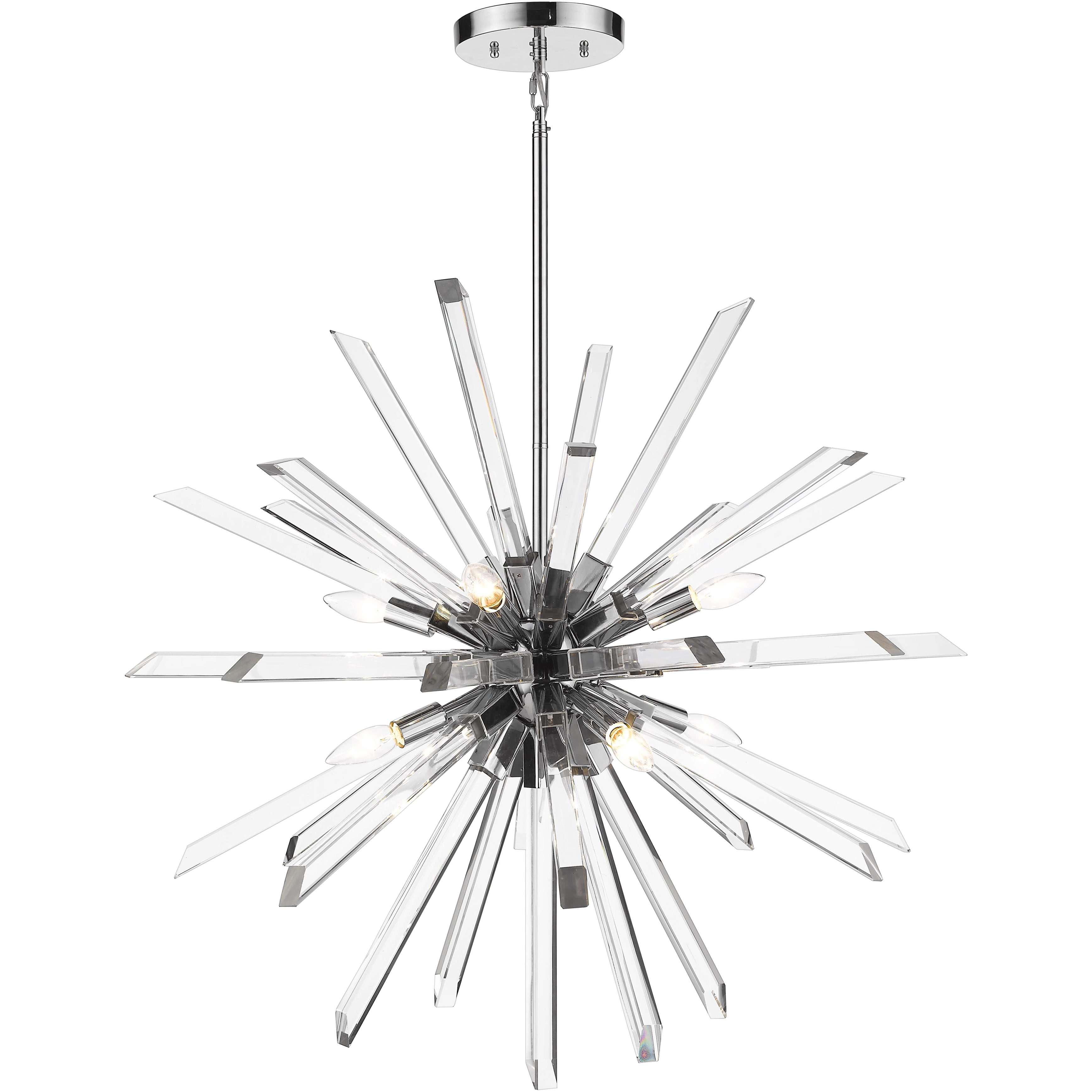Burst 8 Light 33.25 inch Chrome Chandelier Ceiling Light in 56