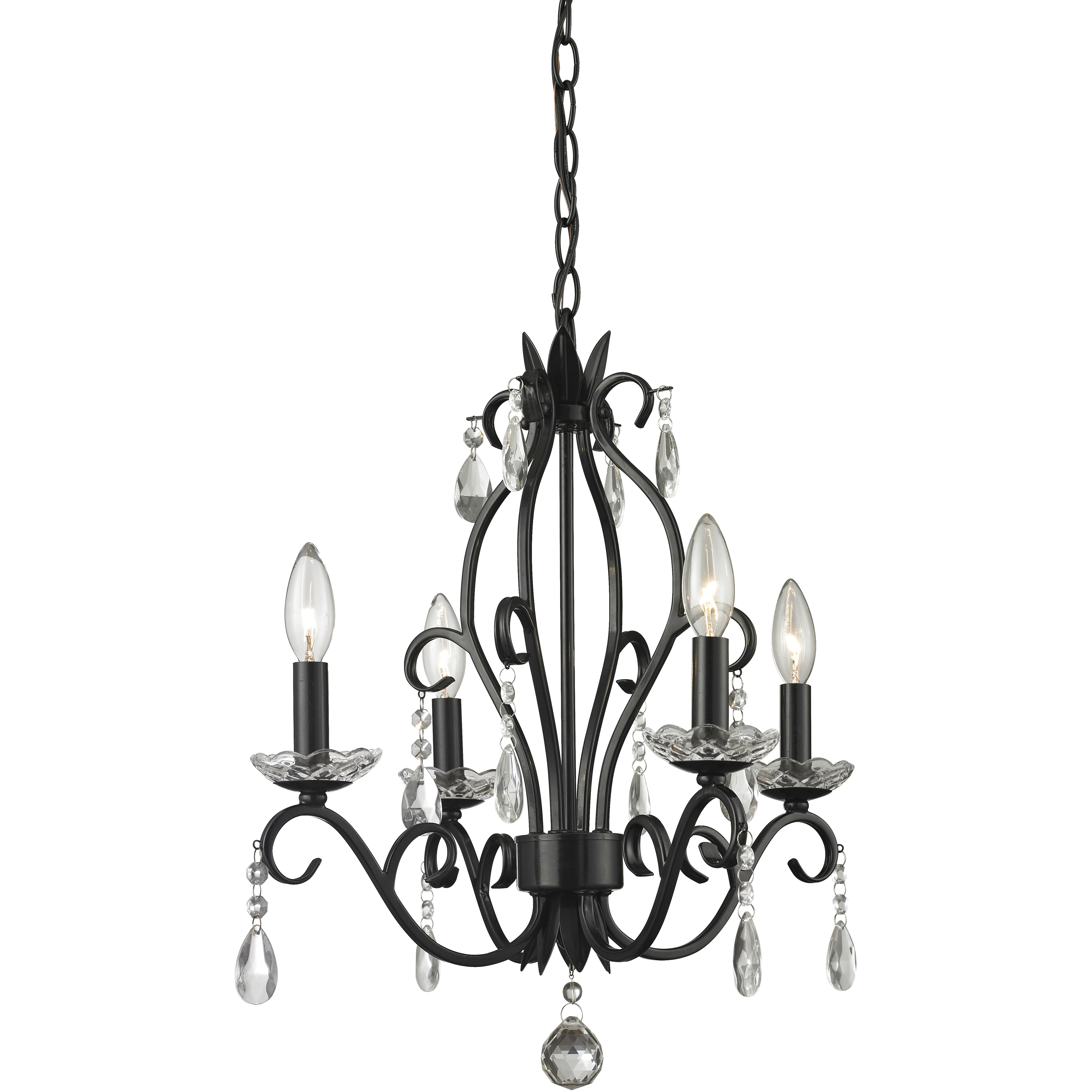 Princess 4 Light 17.13 inch Matte Black Chandelier Ceiling Light