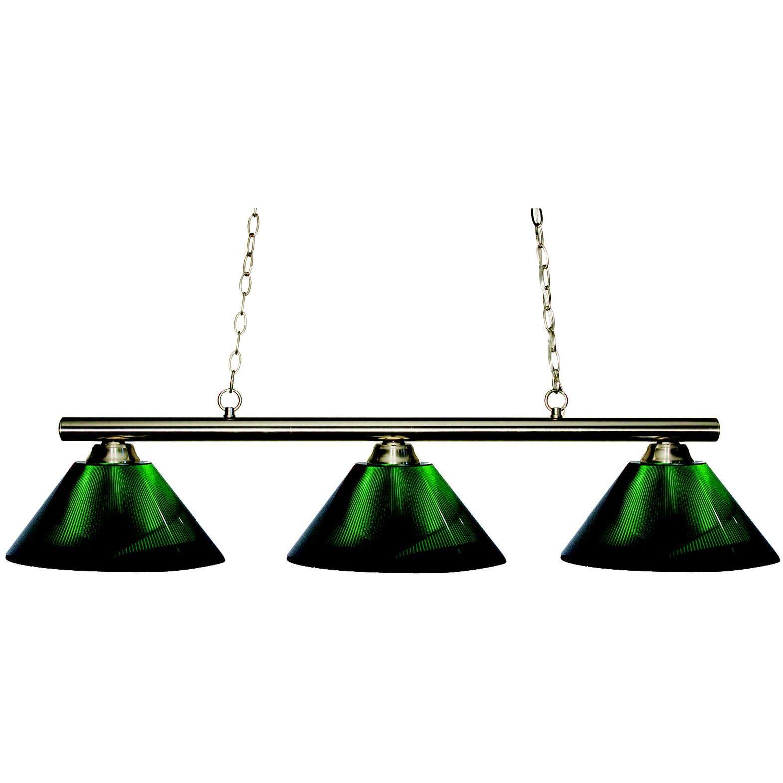 Sharp Shooter 3 Light 48 inch Brushed Nickel Billiard Ceiling Light in Green Acrylic