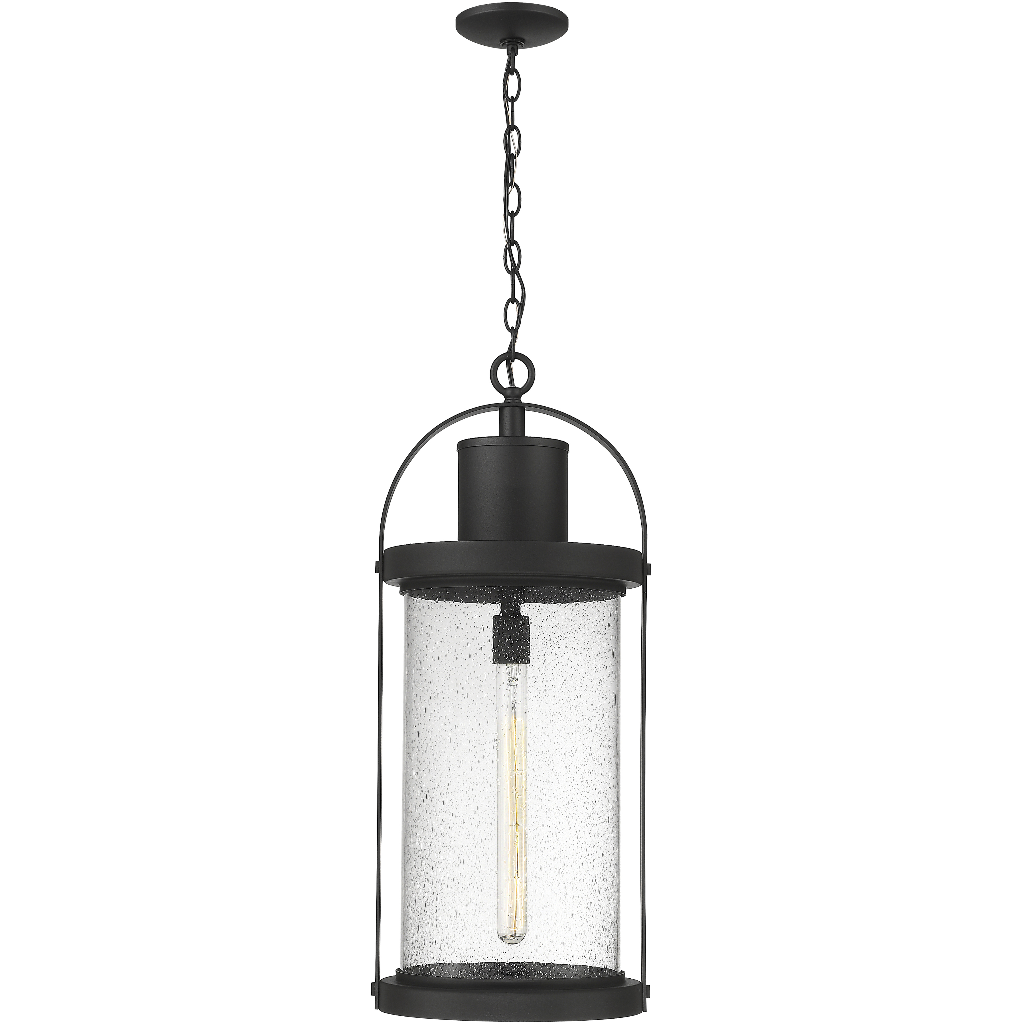 Roundhouse 1 Light 12 inch Black Outdoor Chain Mount Ceiling Fixture