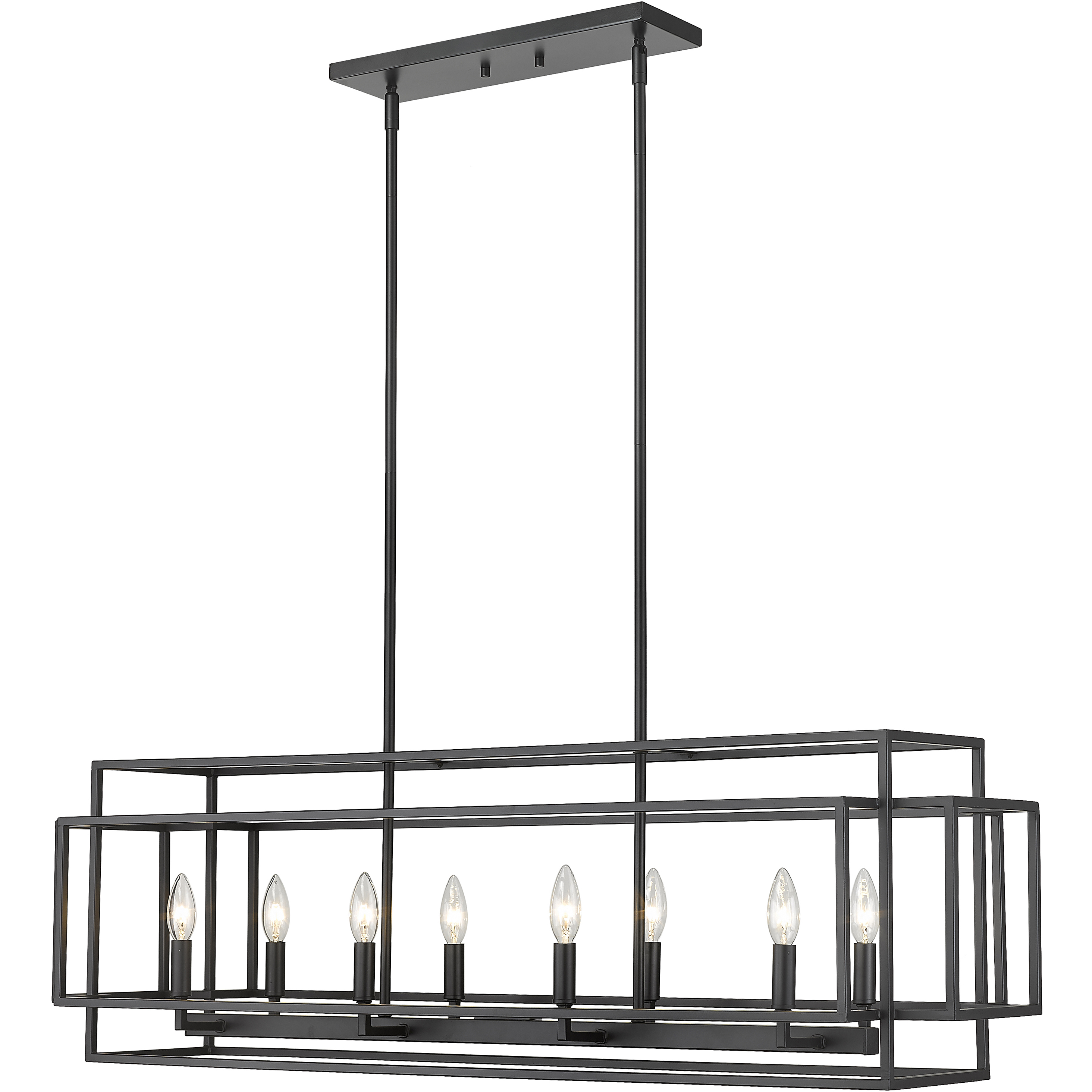 Titania 8 Light 44 inch Matte Black Linear Chandelier Ceiling Light
