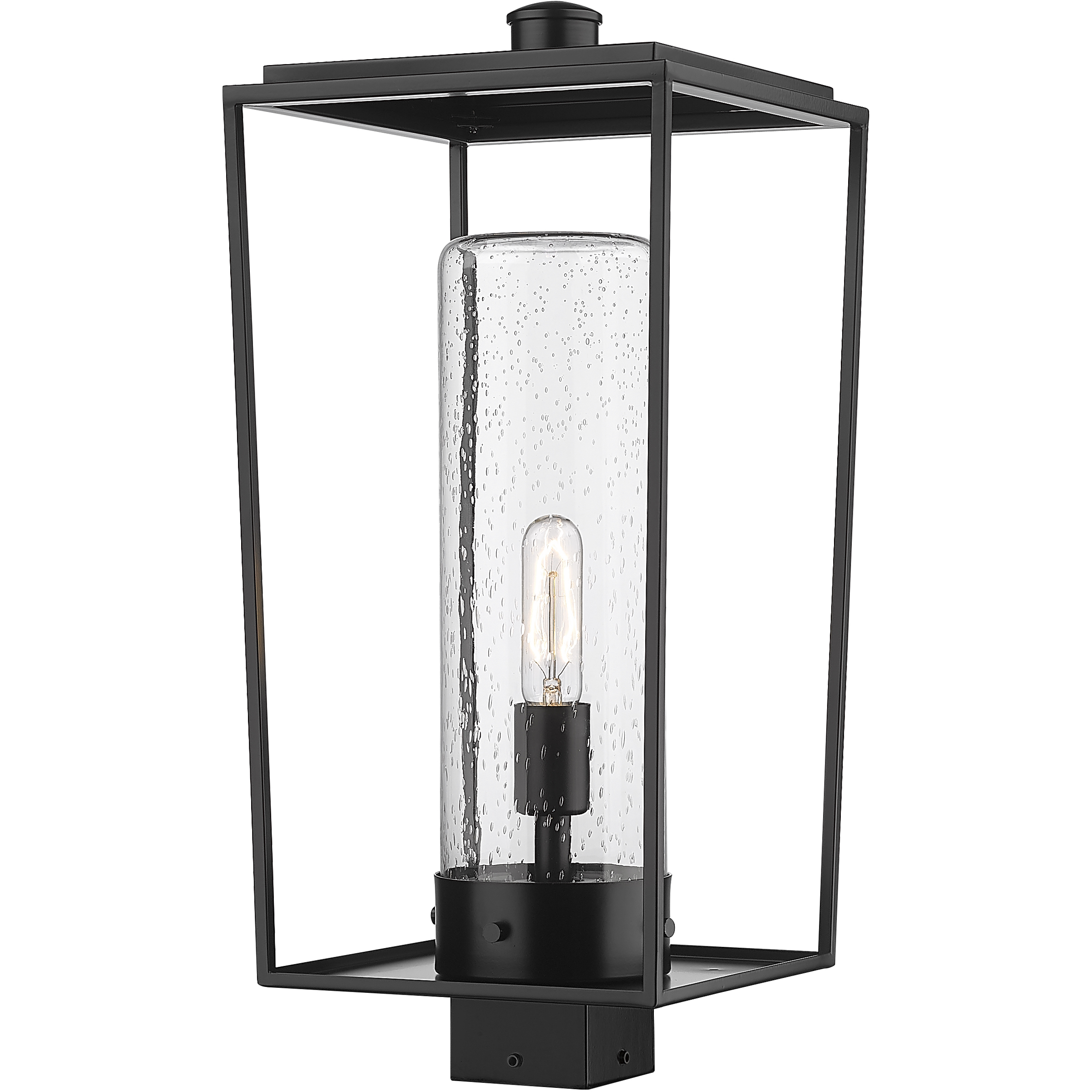 Sheridan 1 Light 22.25 inch Black Outdoor Post Mount Fixture in Seedy Glass