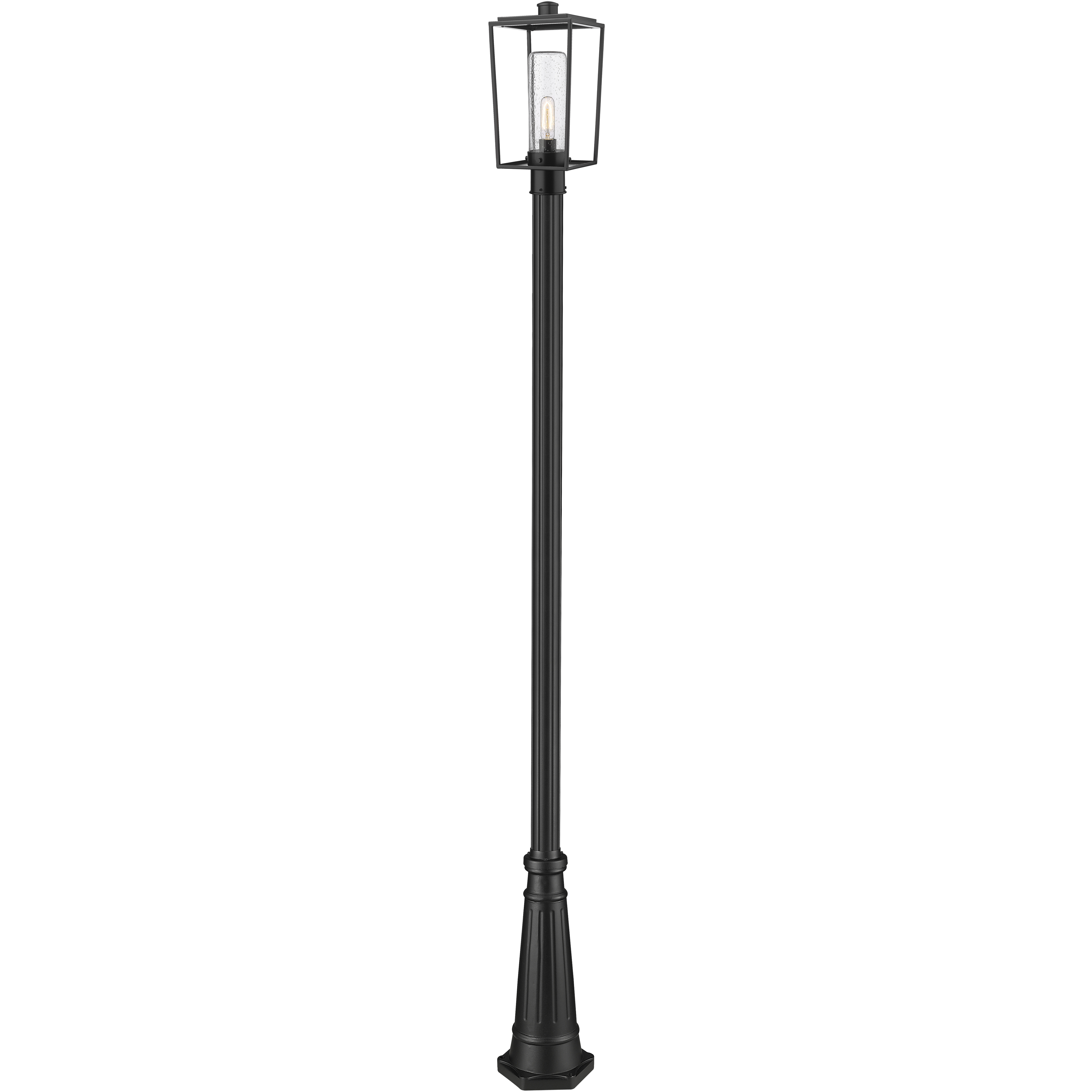 Sheridan 1 Light 17.5 inch Black Outdoor Post Mounted Fixture in Seedy Glass