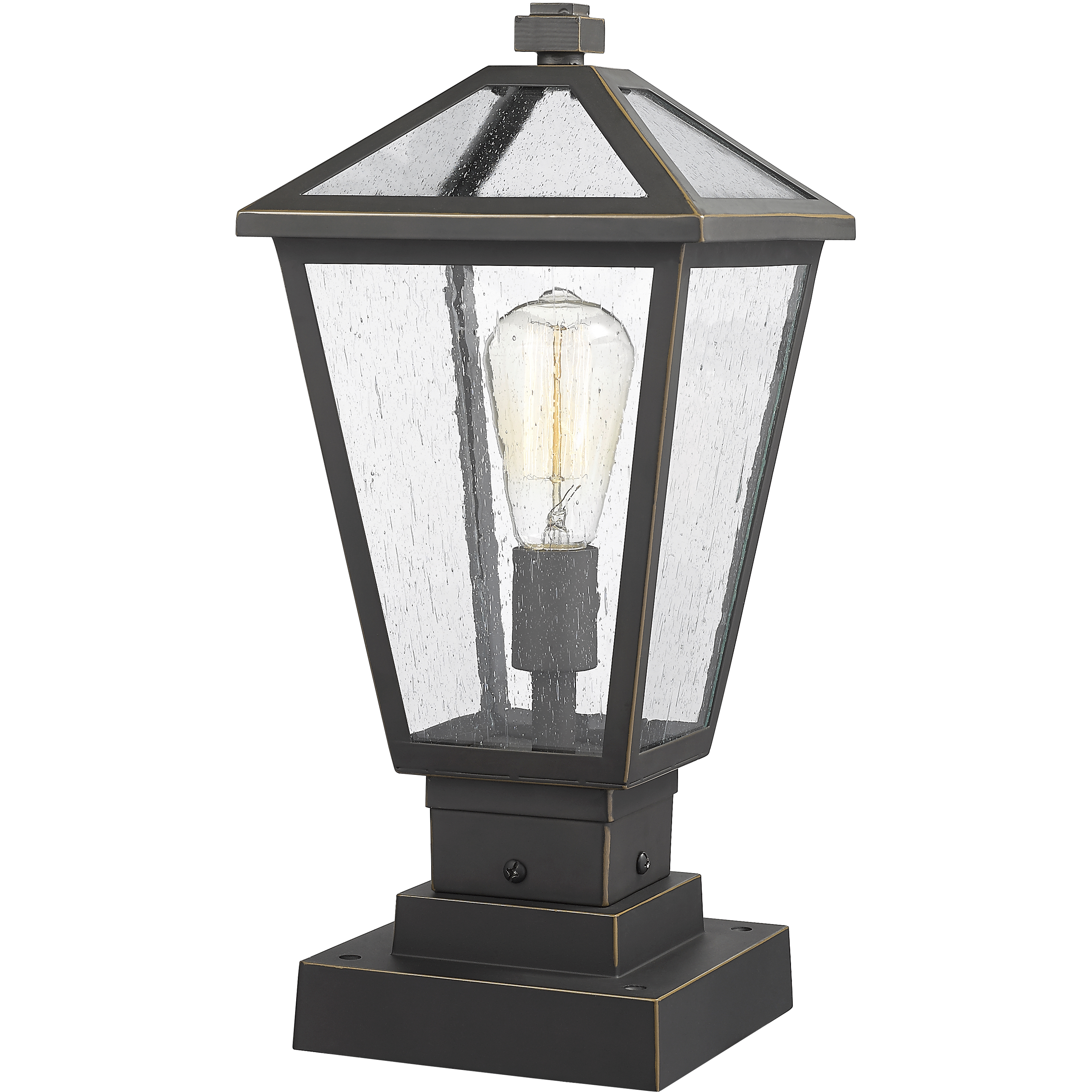 Talbot 1 Light 17.5 inch Oil Rubbed Bronze Outdoor Pier Mounted Fixture in Seedy Glass