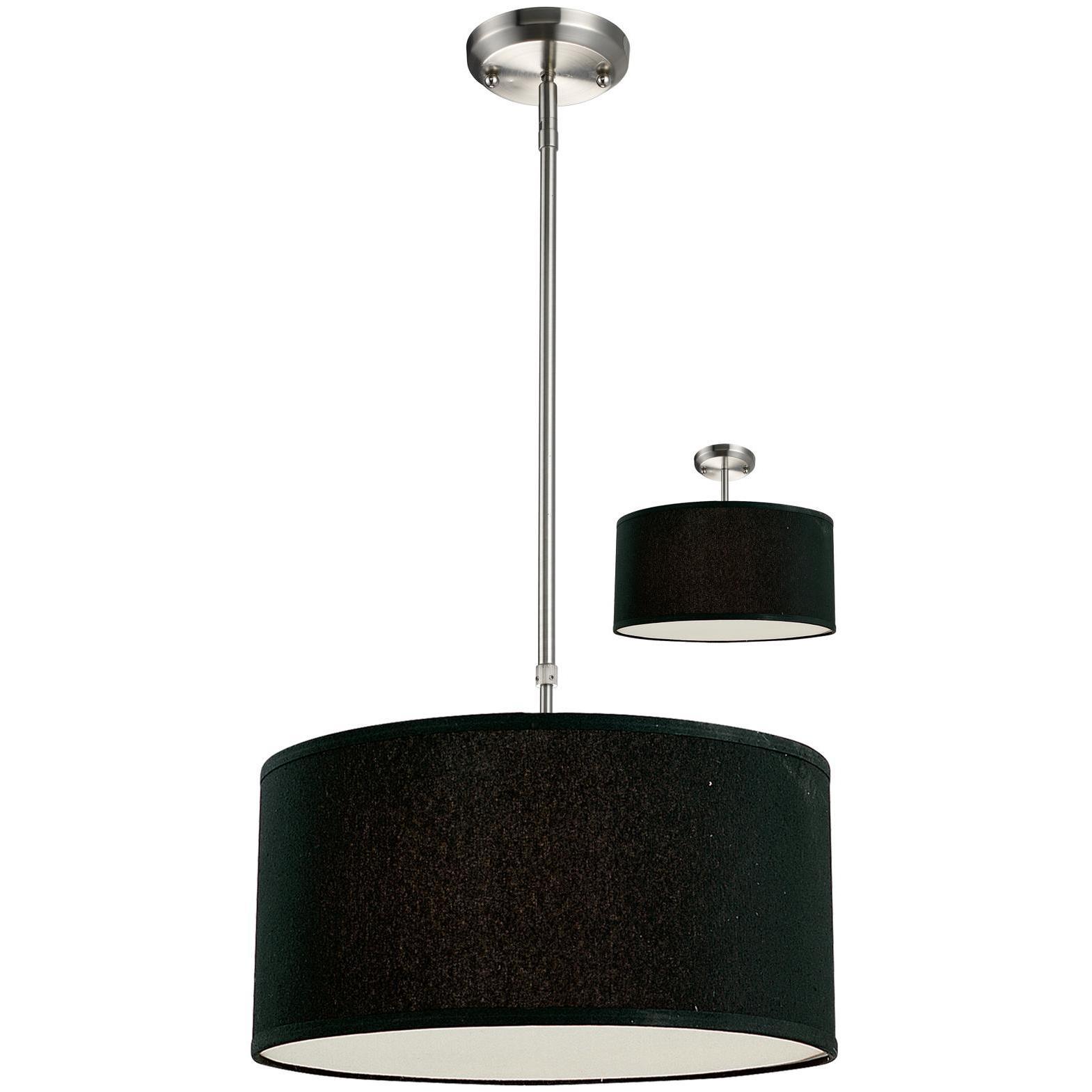Albion 3 Light 16 inch Brushed Nickel Pendant Ceiling Light in Black Fabric